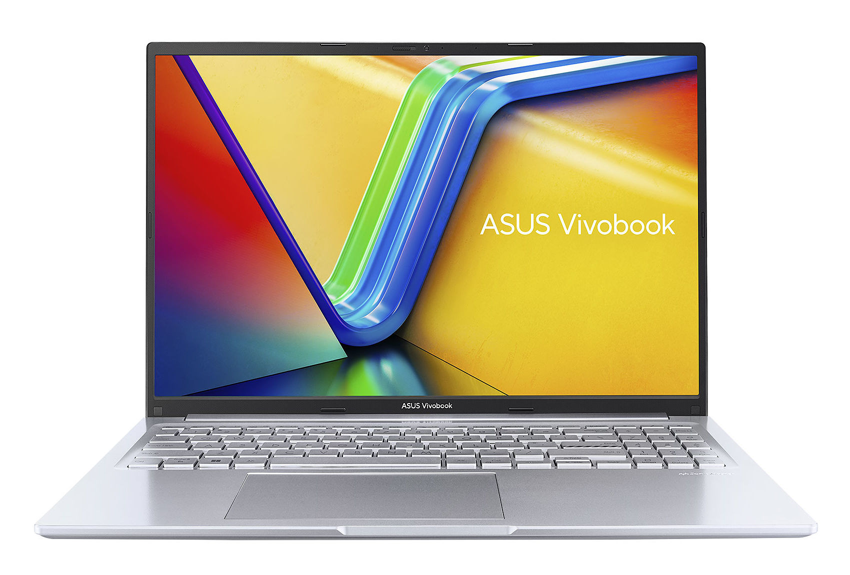 Écran OLED 16 pouces du Vivobook 16 X1605VA-PRO-MB2382X : image contrastée et couleurs riches Asus Vivobook 16 X1605VA-PRO-MB2382X de face avec affichage coloré