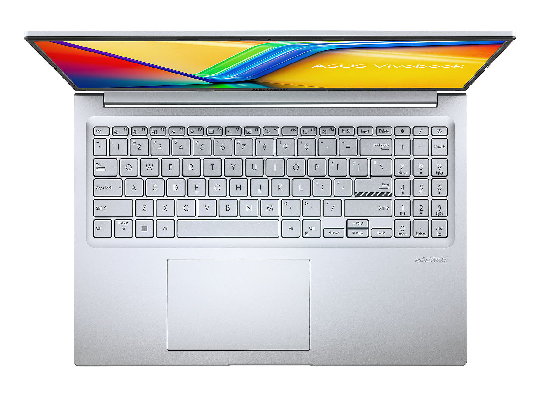 Asus Vivobook 16 X1605VA-SH2243W - vue du clavier Asus Vivobook 16 X1605VA-SH2243W - clavier et pavé numérique