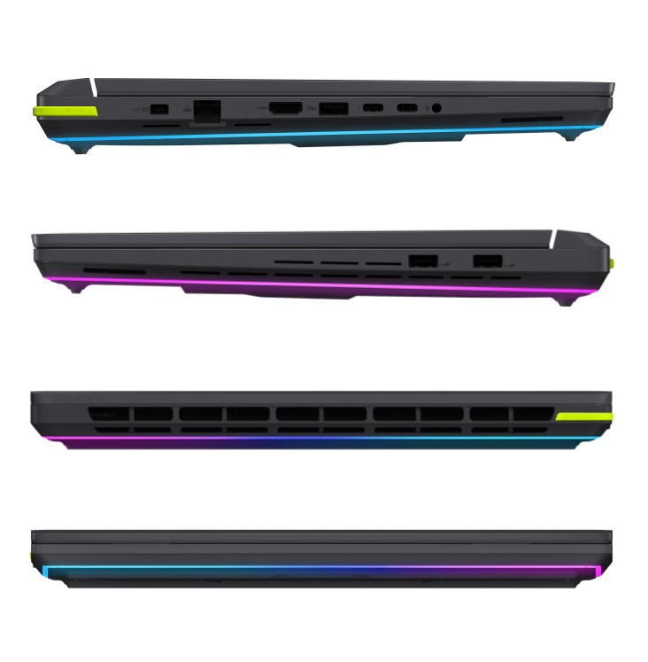 Asus ROG Strix G16 G615JMR-ISCRV243W - vue des ports et connectiques Asus ROG Strix G16 G615JMR-ISCRV243W - vue des ports et connectiques