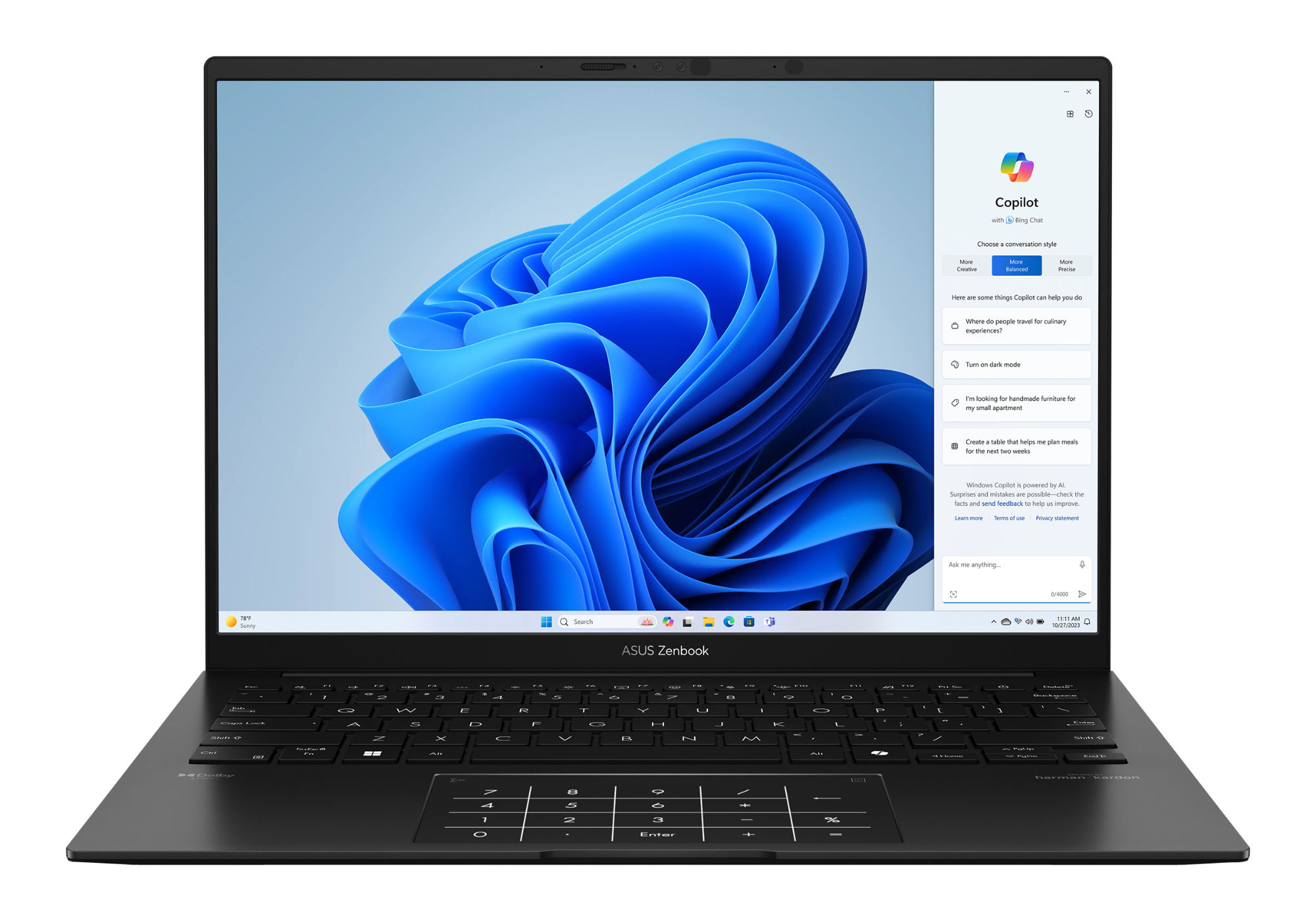 Asus ZenBook 14 OLED UM3406GA-DICQD114X - vue de face écran Asus ZenBook 14 OLED UM3406GA-DICQD114X - vue de face écran