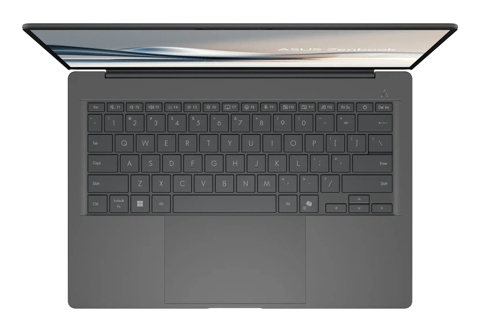Asus ZenBook 14 OLED UX3407QA-QD506W vue du clavier et du pavé tactile Asus ZenBook 14 OLED UX3407QA-QD506W vue du clavier et du pavé tactile