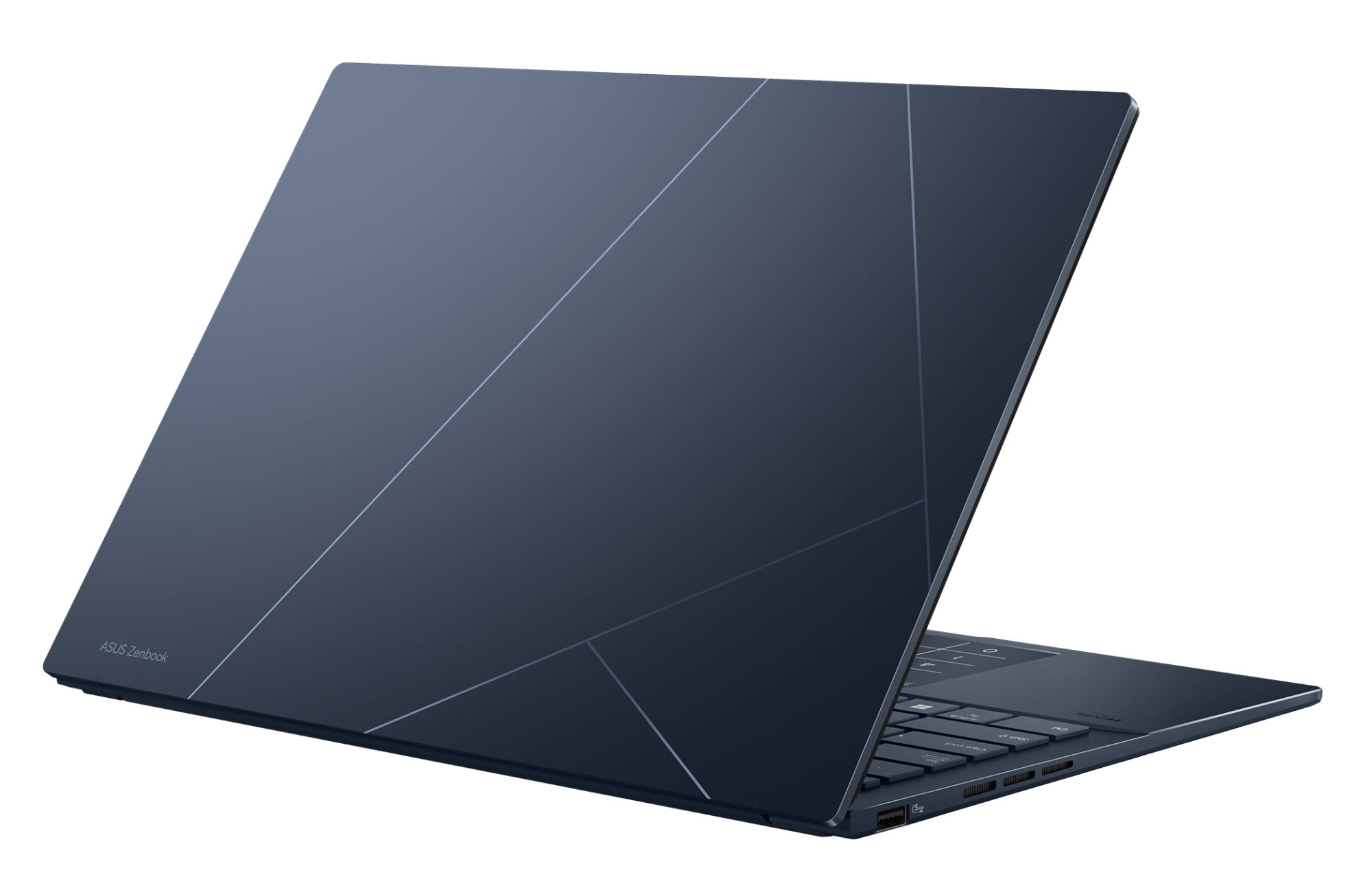 Asus ZenBook 14 OLED UX3405CA-DRFST1421W profil fermé et ouvert Asus ZenBook 14 OLED UX3405CA-DRFST1421W profil fermé et ouvert