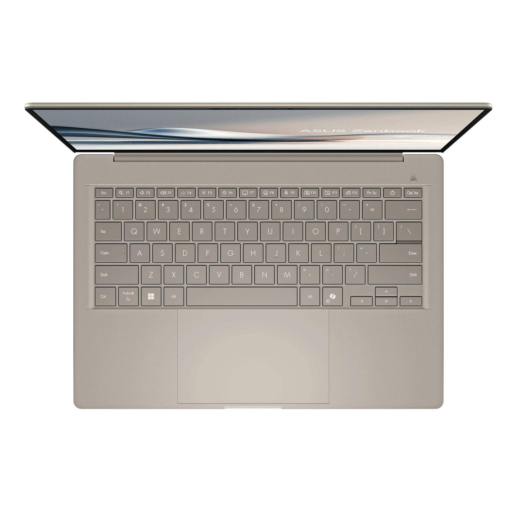 Asus ZenBook 14 OLED UX3407 (90NB1501-M015P0) clavier et pavé tactile vus de dessus Asus ZenBook 14 OLED UX3407 (90NB1501-M015P0) clavier et pavé tactile vus de dessus
