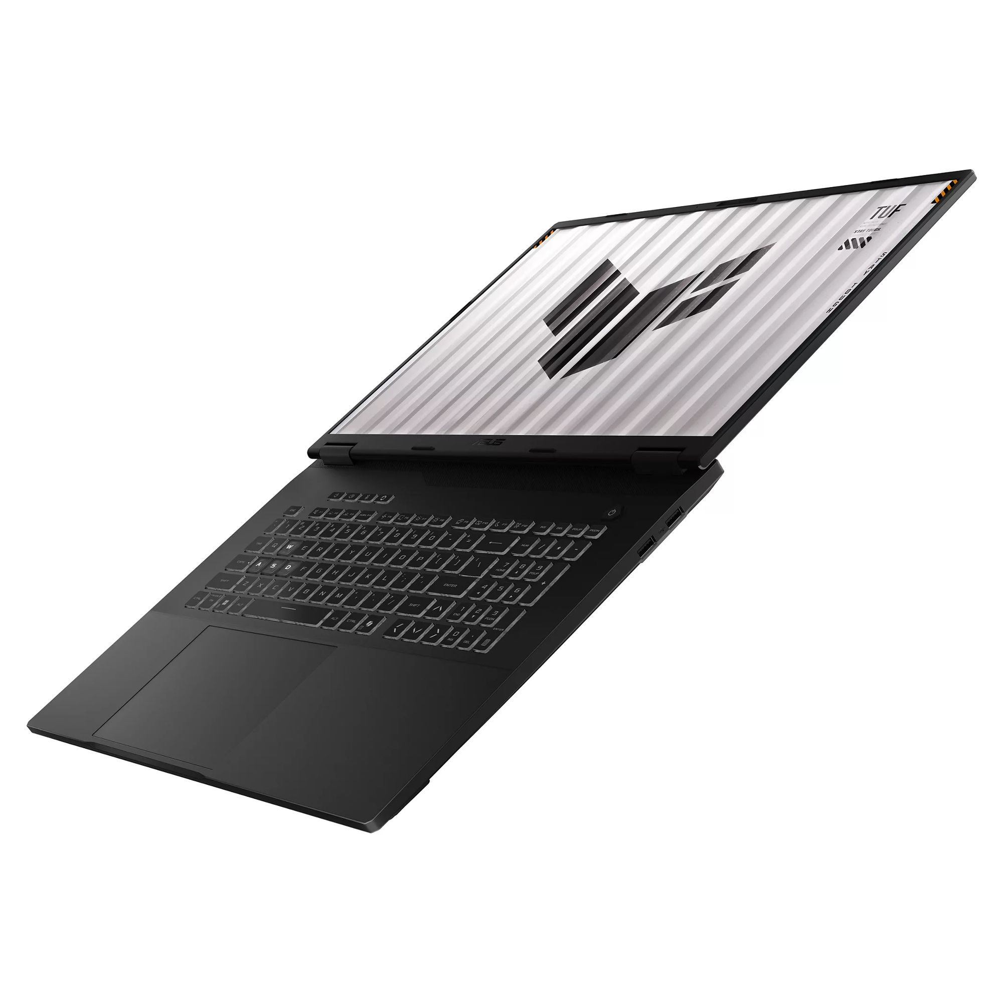 Asus TUF Gaming A18 TUF808UH-S8093W - vue inclinée ouvert Asus TUF Gaming A18 TUF808UH-S8093W ouvert en vue inclinée