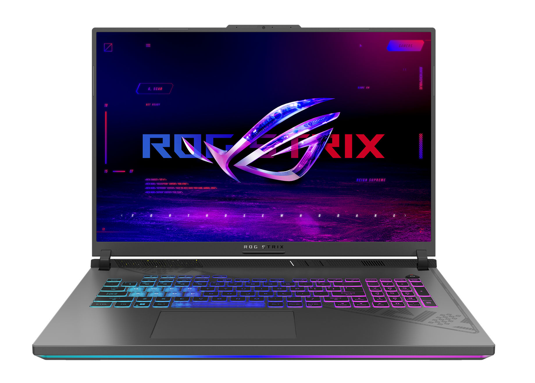 Asus ROG STRIX G18 G814FP-DRF095W vue de face écran 18 pouces Asus ROG STRIX G18 G814FP-DRF095W vue de face écran 18 pouces