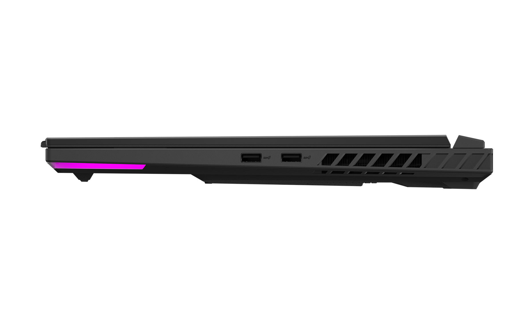 Asus ROG STRIX G18 G814FP-DRF095W profil gauche avec ports USB Asus ROG STRIX G18 G814FP-DRF095W profil gauche avec ports USB