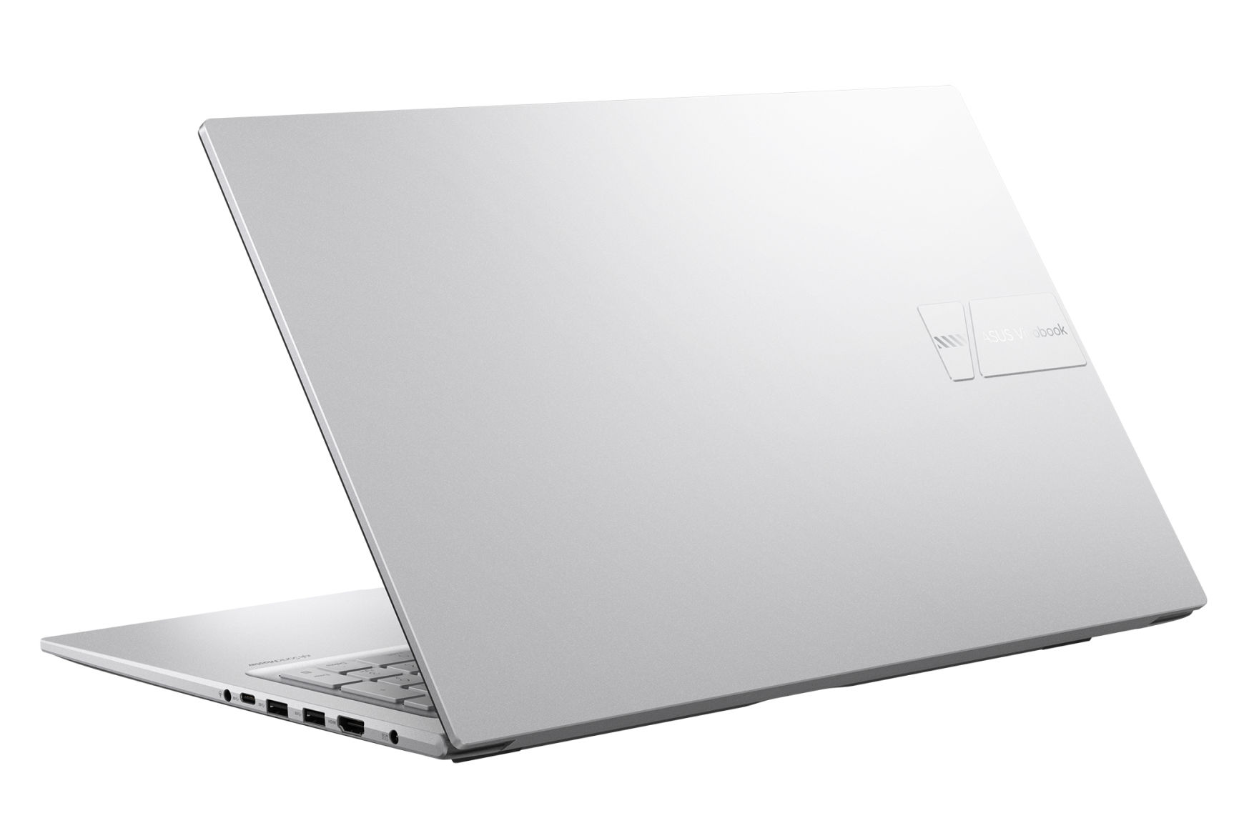 Asus Vivobook 17 X1704VA-AU1323W vue arrière du châssis argent Asus Vivobook 17 X1704VA-AU1323W vue arrière du châssis argent