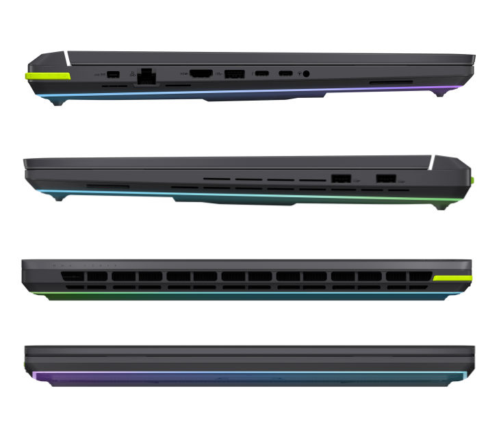 Asus ROG Strix SCAR 18 G835LWG-DRFQ296W connectique et profils latéraux Asus ROG Strix SCAR 18 G835LWG-DRFQ296W connectique et profils latéraux