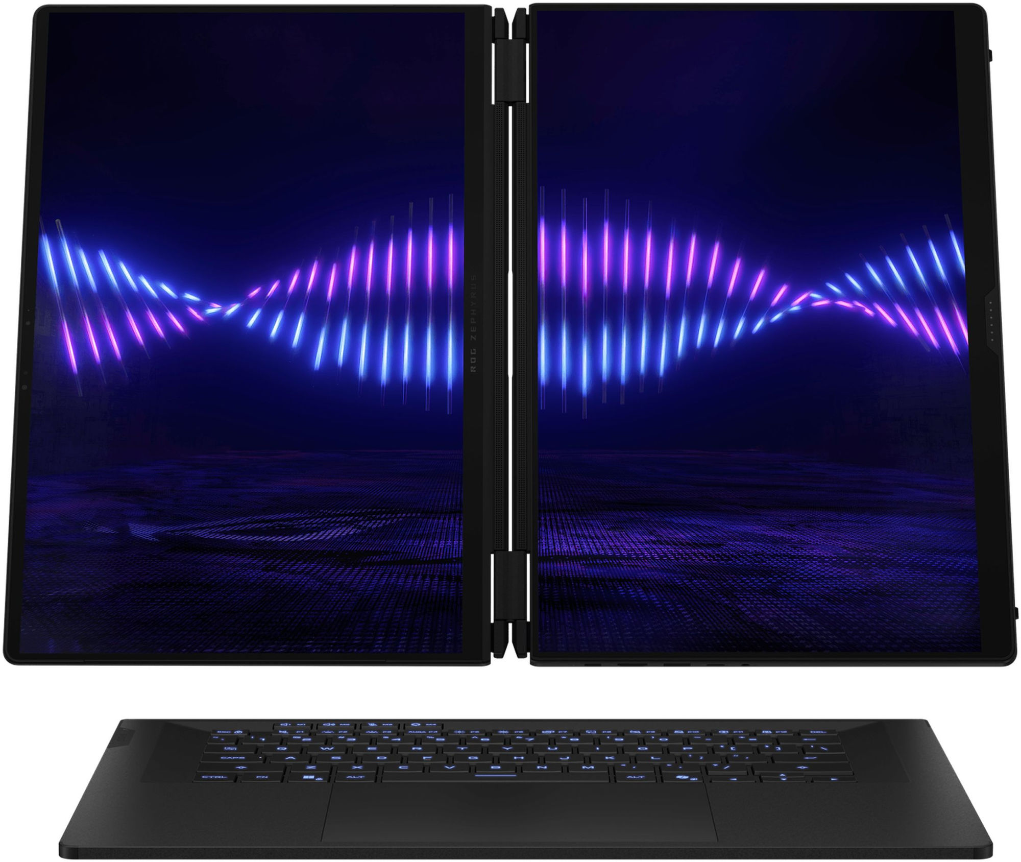 Asus ROG Zephyrus Duo 16 GX651AR-DR0W en mode double écran vertical Asus ROG Zephyrus Duo 16 GX651AR-DR0W en mode double écran vertical