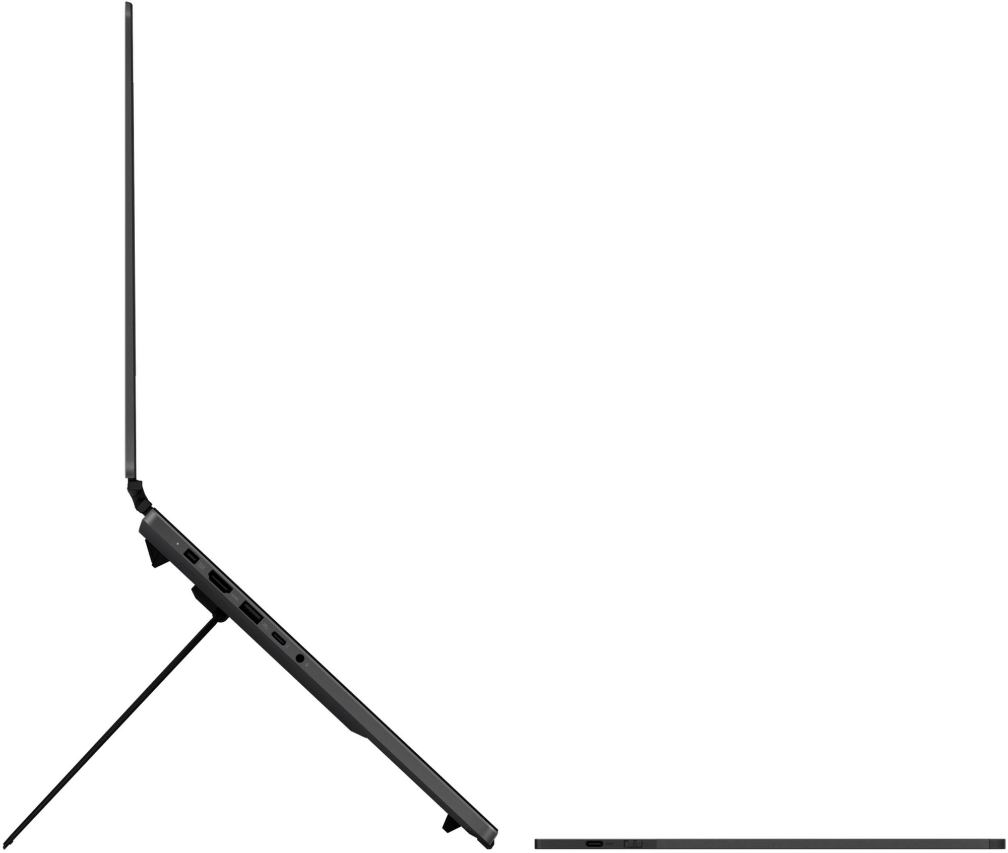 Asus ROG Zephyrus Duo 16 GX651AR-DR0W vue latérale avec ports et support Asus ROG Zephyrus Duo 16 GX651AR-DR0W vue latérale avec ports et support