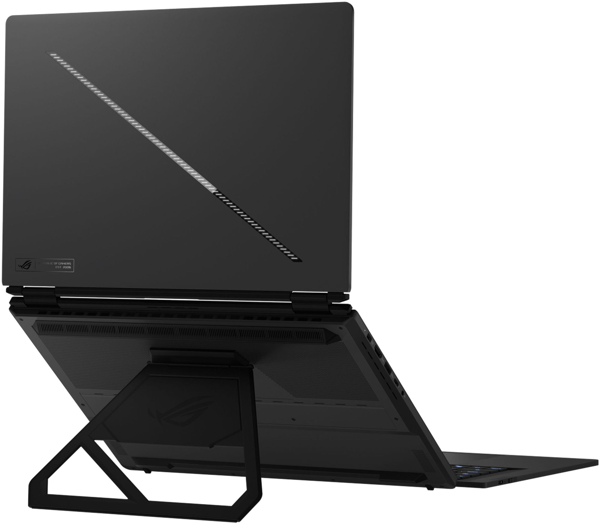 Asus ROG Zephyrus Duo 16 GX651AR-DR0W vue arrière avec support intégré Asus ROG Zephyrus Duo 16 GX651AR-DR0W vue arrière avec support intégré