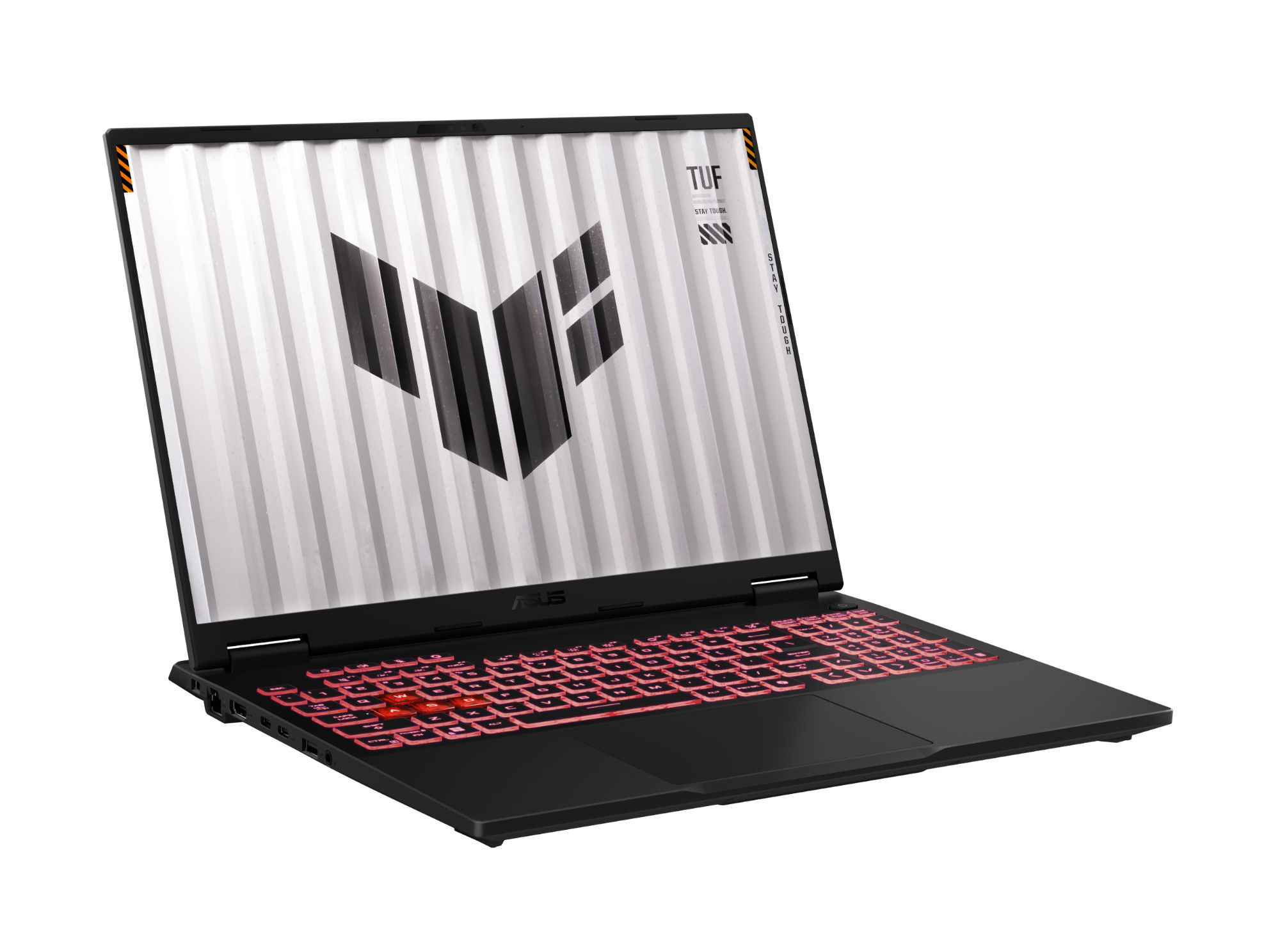 Asus TUF Gaming A16 TUF608UHI-TU175W vue ouverte Asus TUF Gaming A16 TUF608UHI-TU175W vue ouverte avec clavier rétroéclairé