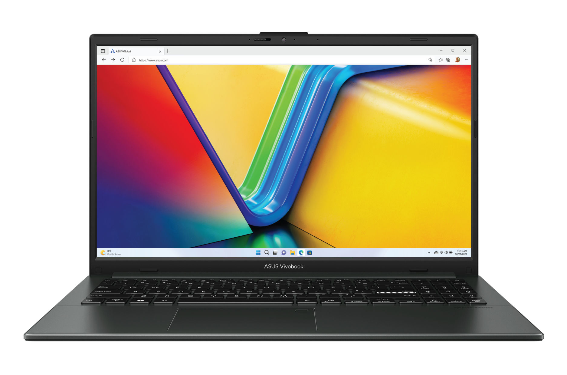 Asus VivoBook E1504FA-ISSBQ4692W – écran et clavier Présentation ouverte du Asus VivoBook E1504FA-ISSBQ4692W avec écran et clavier