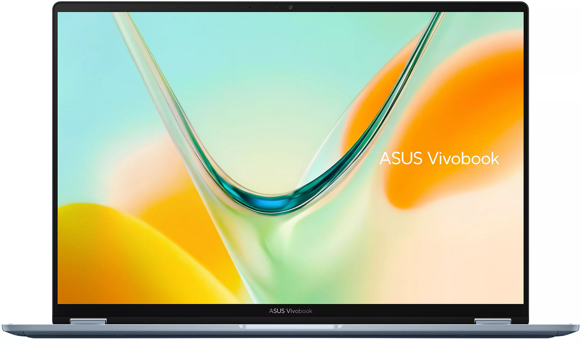 Asus Vivobook S16 Flip TP5608QA-U4031W ouvert face à l’utilisateur Vue frontale ouverte de l’Asus Vivobook S16 Flip TP5608QA-U4031W