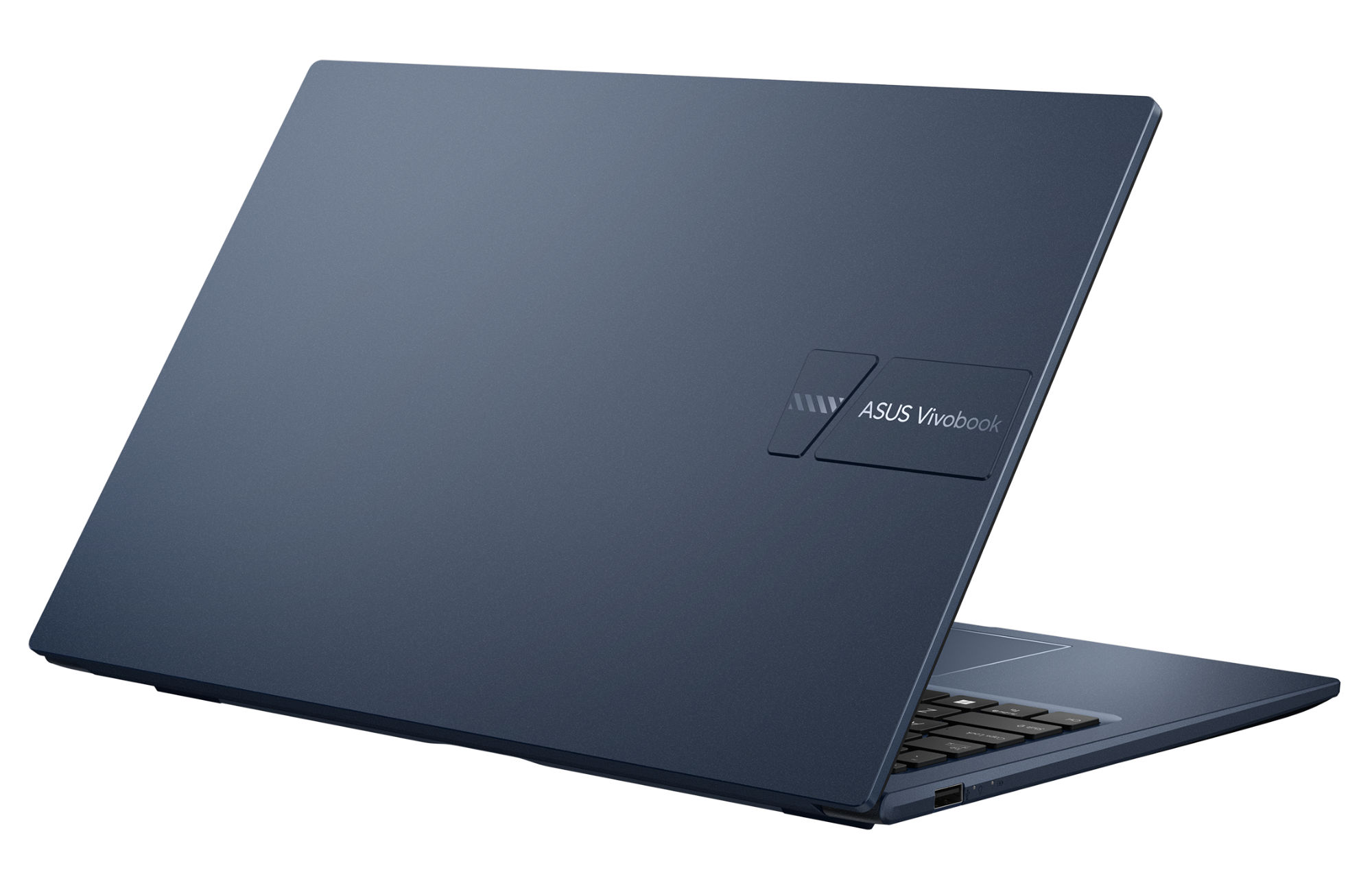 Asus VivoBook X15 X1504MA-BQ935W – capot arrière Capot arrière bleu de l’Asus VivoBook X15 X1504MA-BQ935W en position ouverte