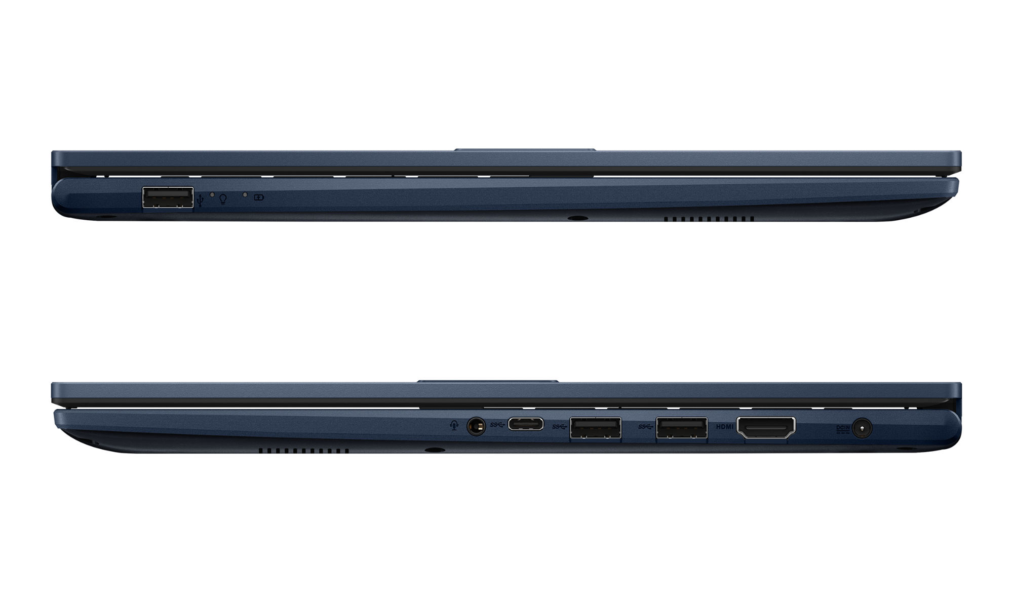 Asus VivoBook X15 X1504MA-BQ935W – connectique latérale Profils latéraux et connectique de l’Asus VivoBook X15 X1504MA-BQ935W