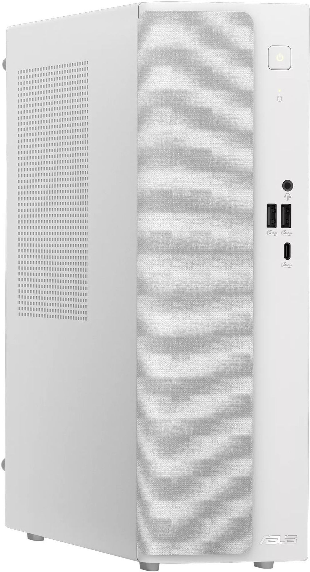 Asus V501SV-05210H088W – vue générale de la mini-tour blanche PC de bureau Asus V501SV-05210H088W blanc vu de face et de côté