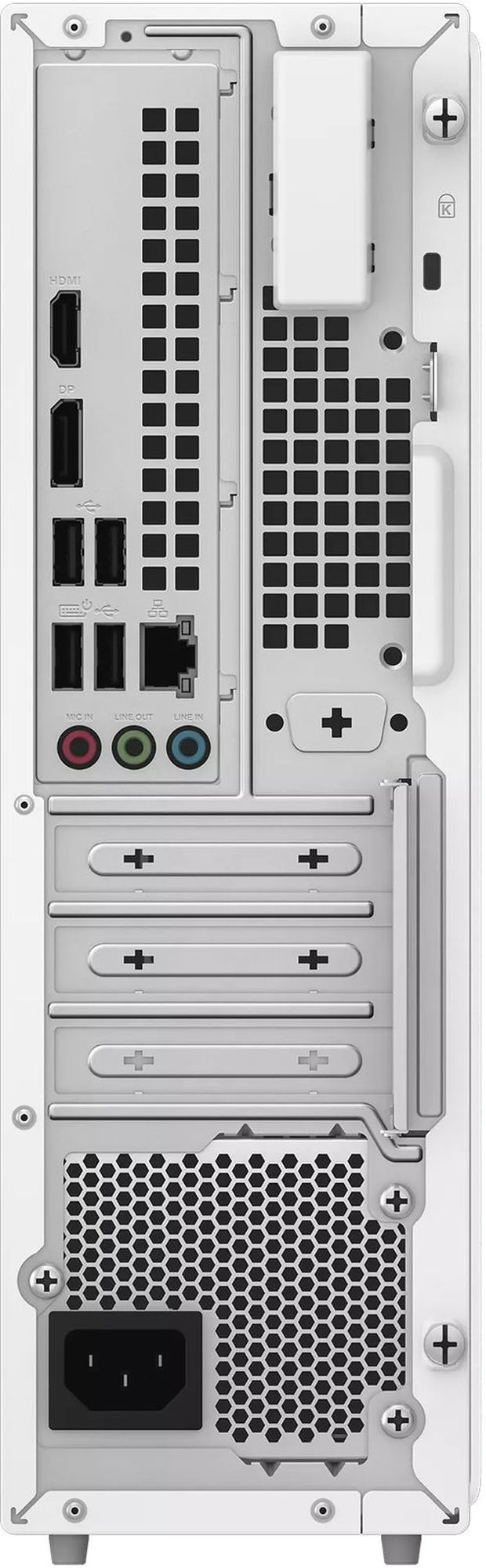 Asus V501SV-05210H088W – ports vidéo, réseau et USB à l’arrière Connectique arrière du PC de bureau Asus V501SV-05210H088W