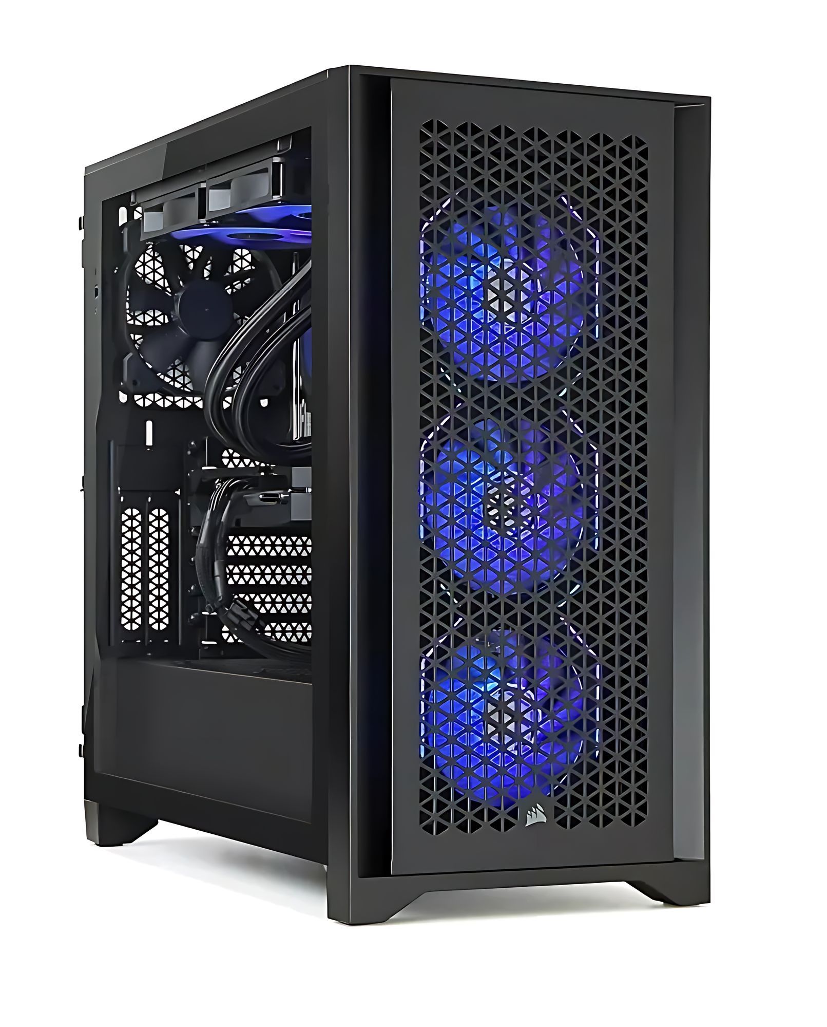 PC de bureau gamer Corsair ICUE 4000D 5060i716G Vue de trois quarts du Corsair ICUE 4000D 5060i716G