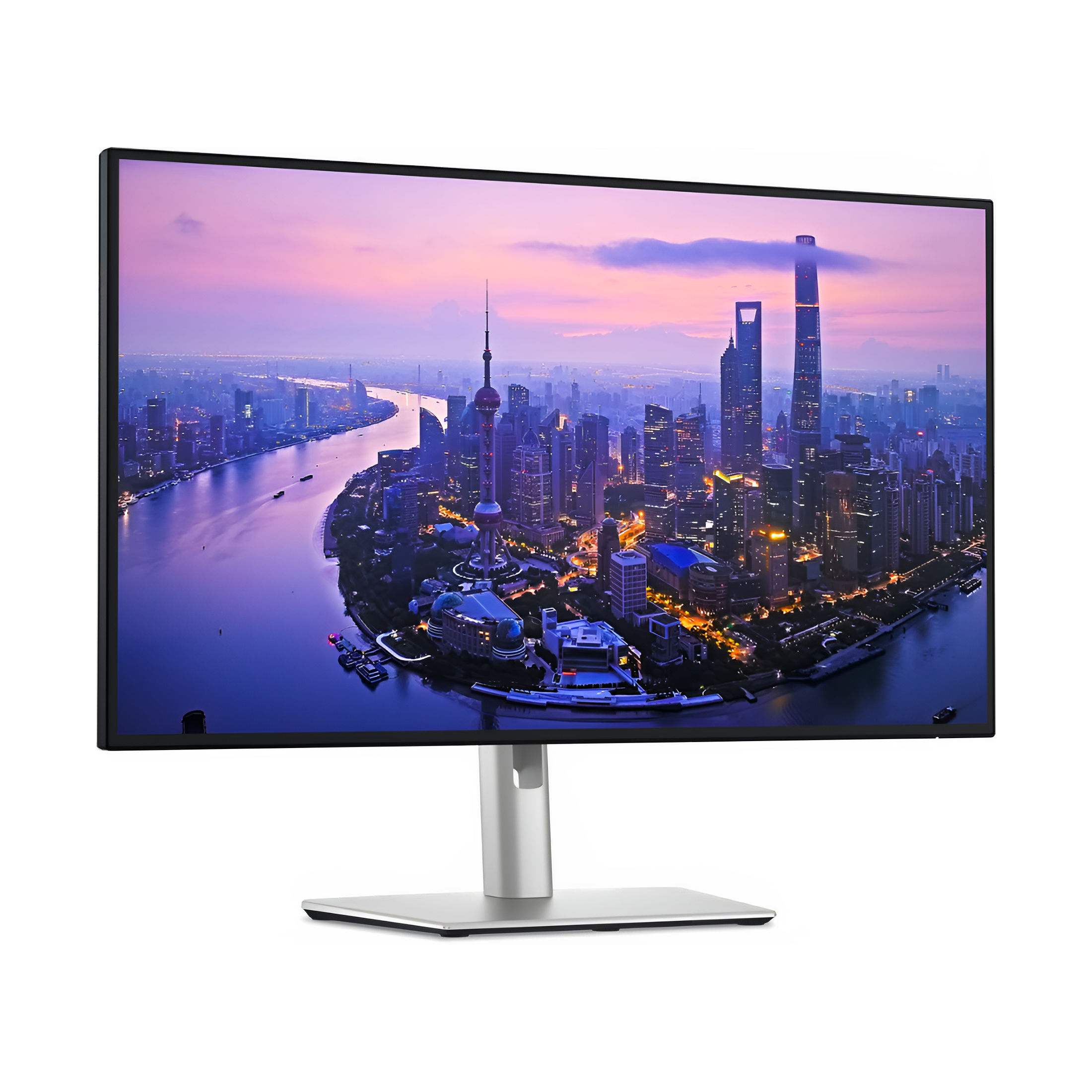 Vue de trois quarts du Dell UltraSharp 27 U2725QE Dell UltraSharp 27 U2725QE de trois quarts affichant une image colorée