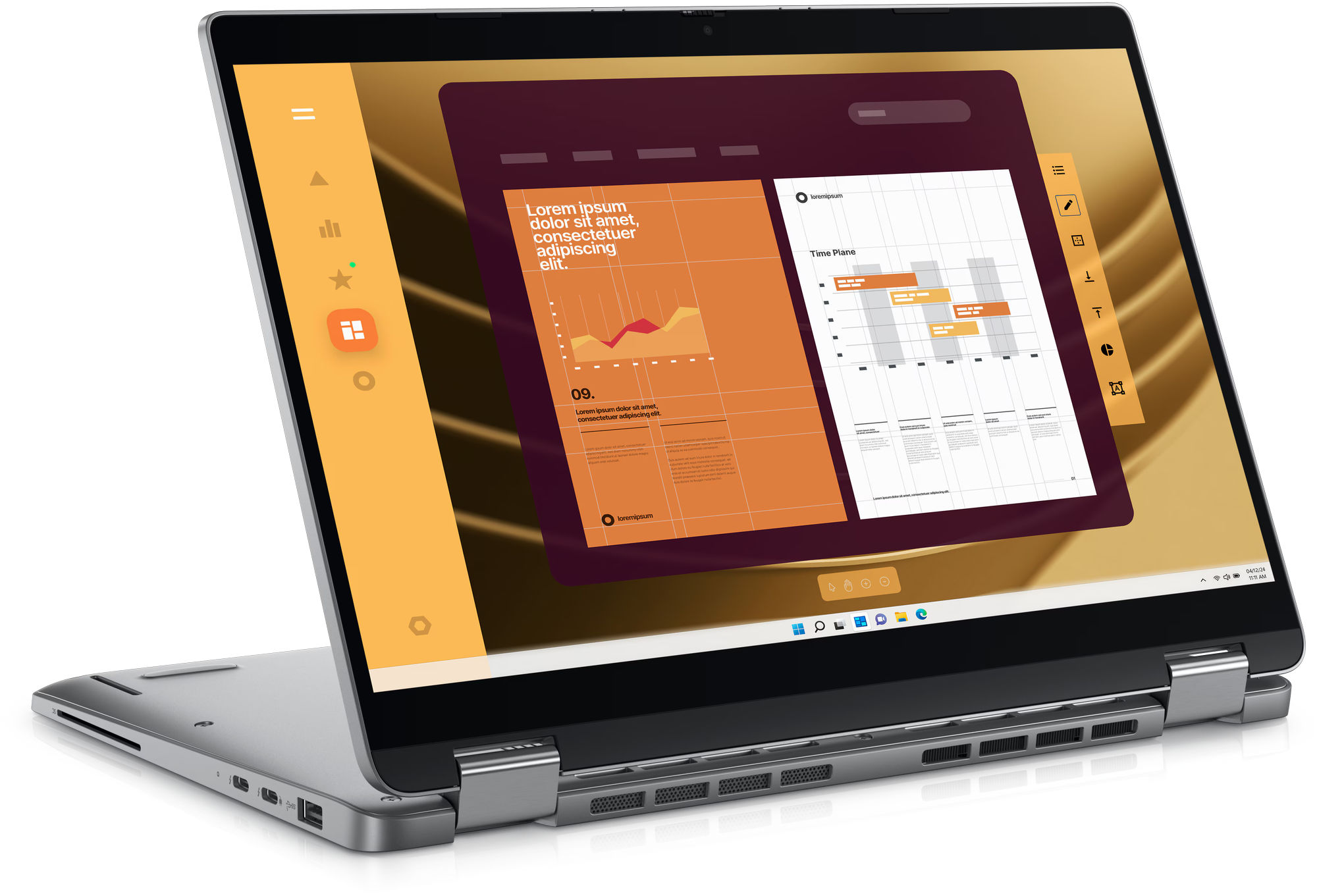 Dell Latitude 5350 n045l5350emea_vp - PC portable convertible pour les présentations et la collaboration Dell Latitude 5350 n045l5350emea_vp posé à plat en mode présentation