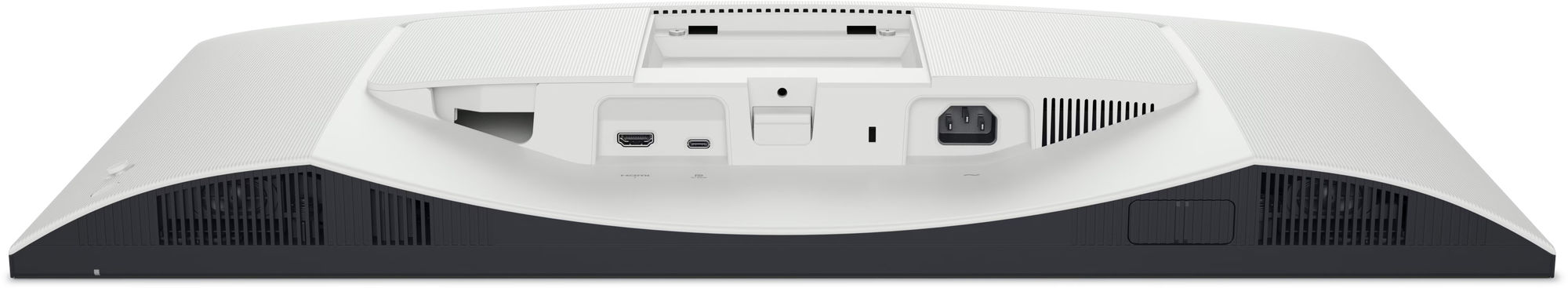 Dell 27 Plus S2725QC : connectique HDMI et USB-C pour PC fixe et PC portable Connectique du Dell 27 Plus S2725QC vue par dessous