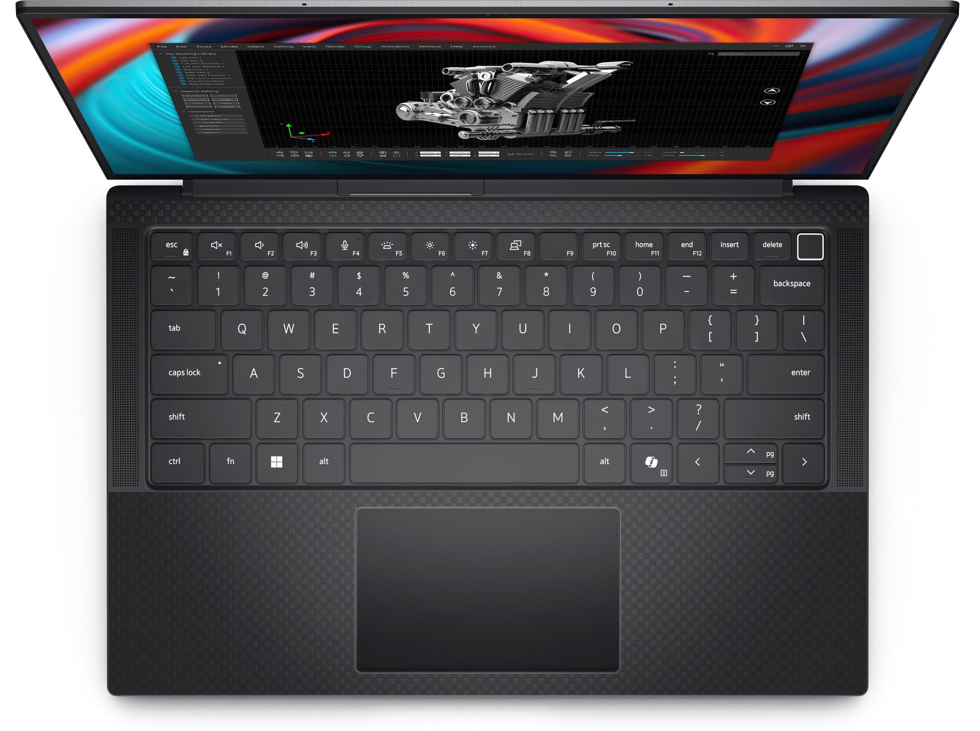 Clavier AZERTY rétroéclairé et large pavé tactile du Dell Precision 5490 Clavier AZERTY rétroéclairé du Dell Precision 5490 vu de dessus