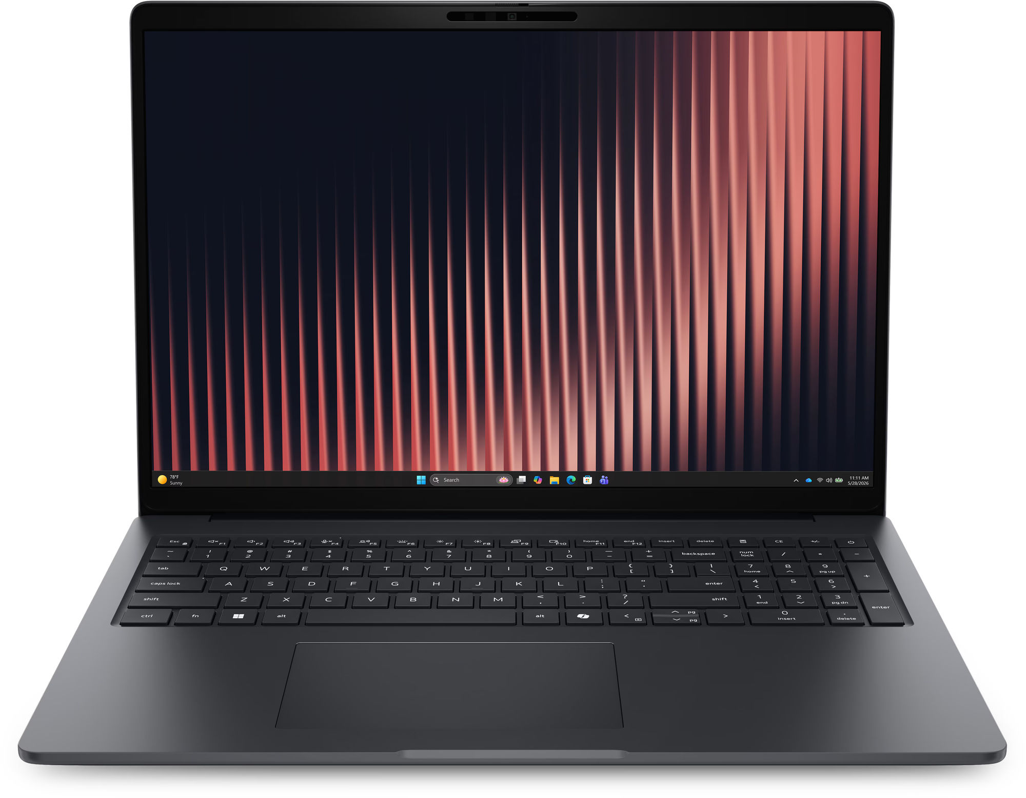 Vue de face du Dell Pro 16 série 3 P316265 xcto_p316265_emea avec clavier et écran Vue de face du Dell Pro 16 série 3 P316265 xcto_p316265_emea avec clavier et écran
