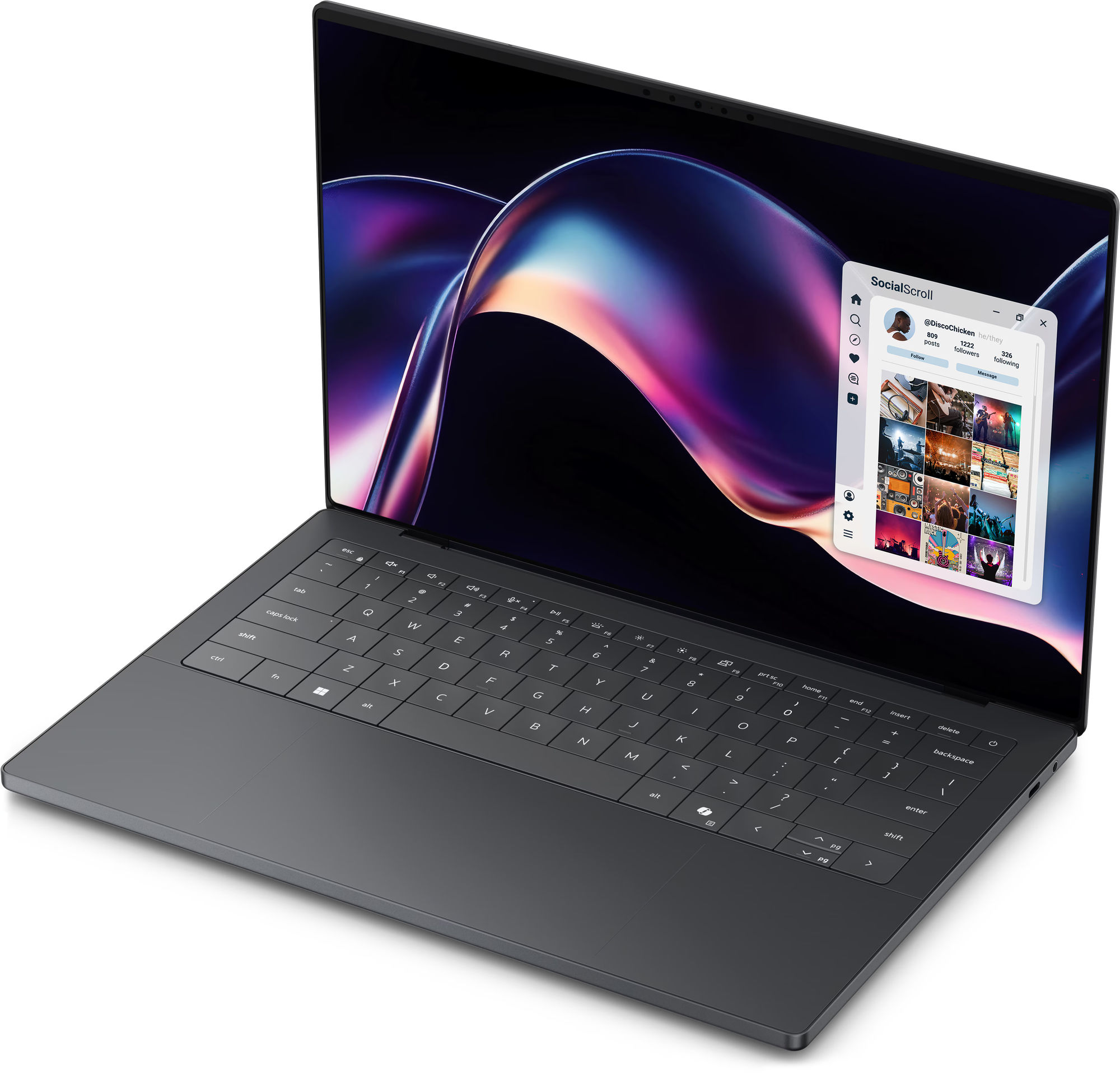 Dell XPS 14 DA14260 cnda1426003cc_3p1 - vue inclinée de l’écran et du clavier Dell XPS 14 DA14260 cnda1426003cc_3p1 - vue inclinée de l’écran et du clavier