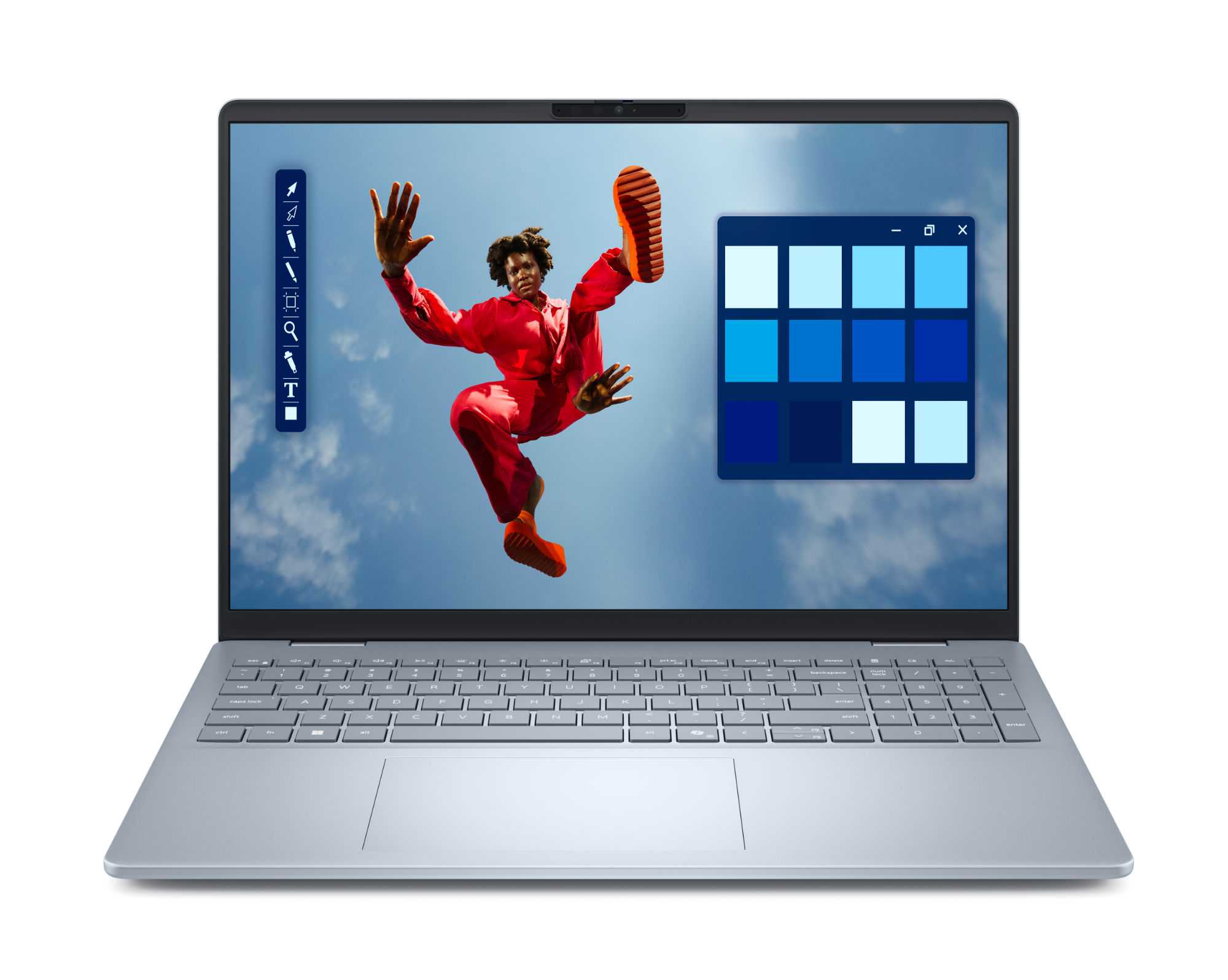 Dell 16 Plus bndb1625004sb_noac - écran et clavier de face Dell 16 Plus bndb1625004sb_noac vu de face avec écran 16 pouces et clavier complet