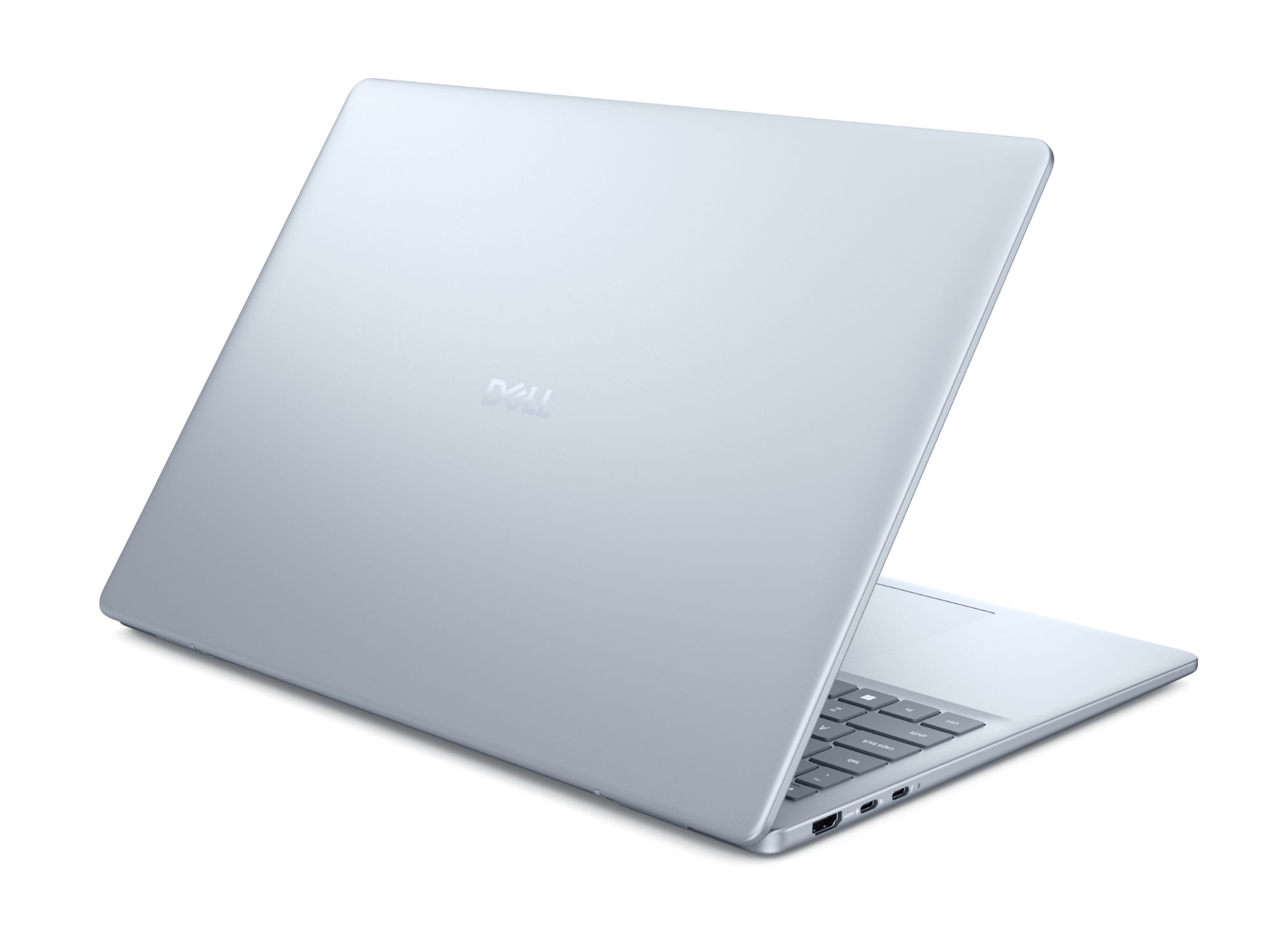 Dell 16 Plus bndb1625004sb_noac - vue arrière du capot Dell 16 Plus bndb1625004sb_noac vue arrière avec capot bleu et châssis fin