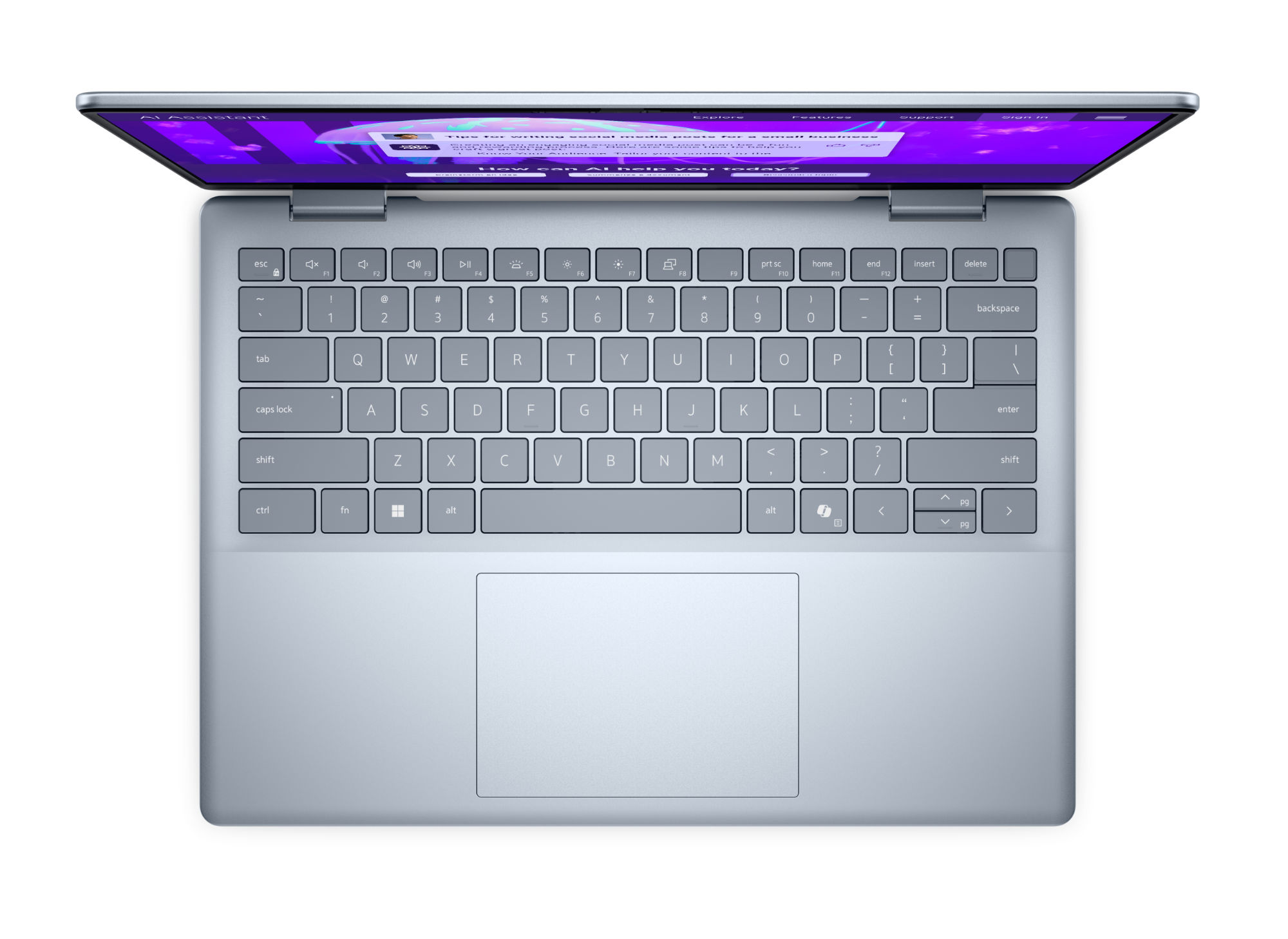 Vue du clavier du Dell 14 Plus B0H7D22MR2 Clavier et pavé tactile du Dell 14 Plus B0H7D22MR2