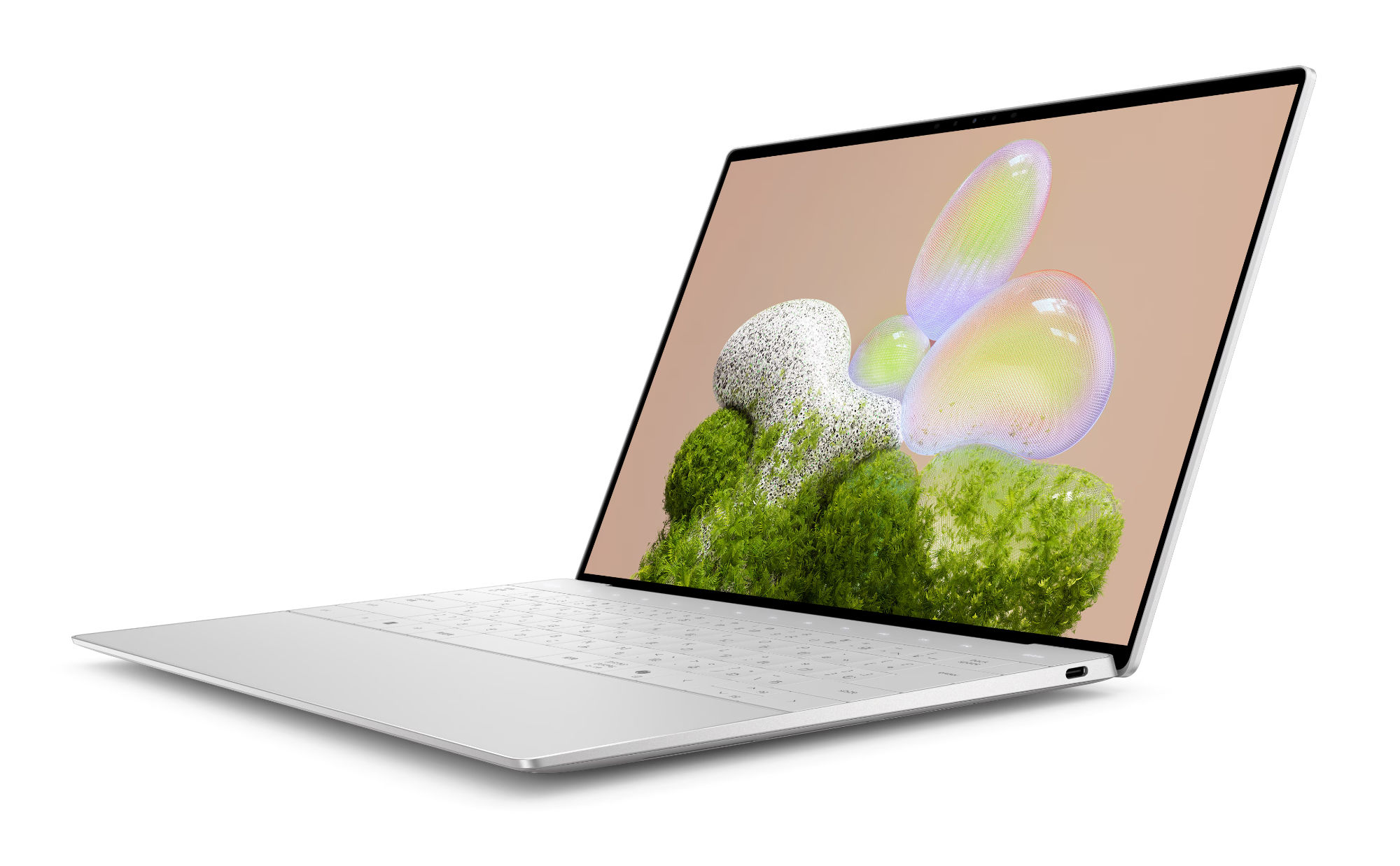 Vue de trois quarts du Dell XPS 13-9350 B0H7D3L3BL Dell XPS 13-9350 B0H7D3L3BL vu de trois quarts avec écran 120 Hz