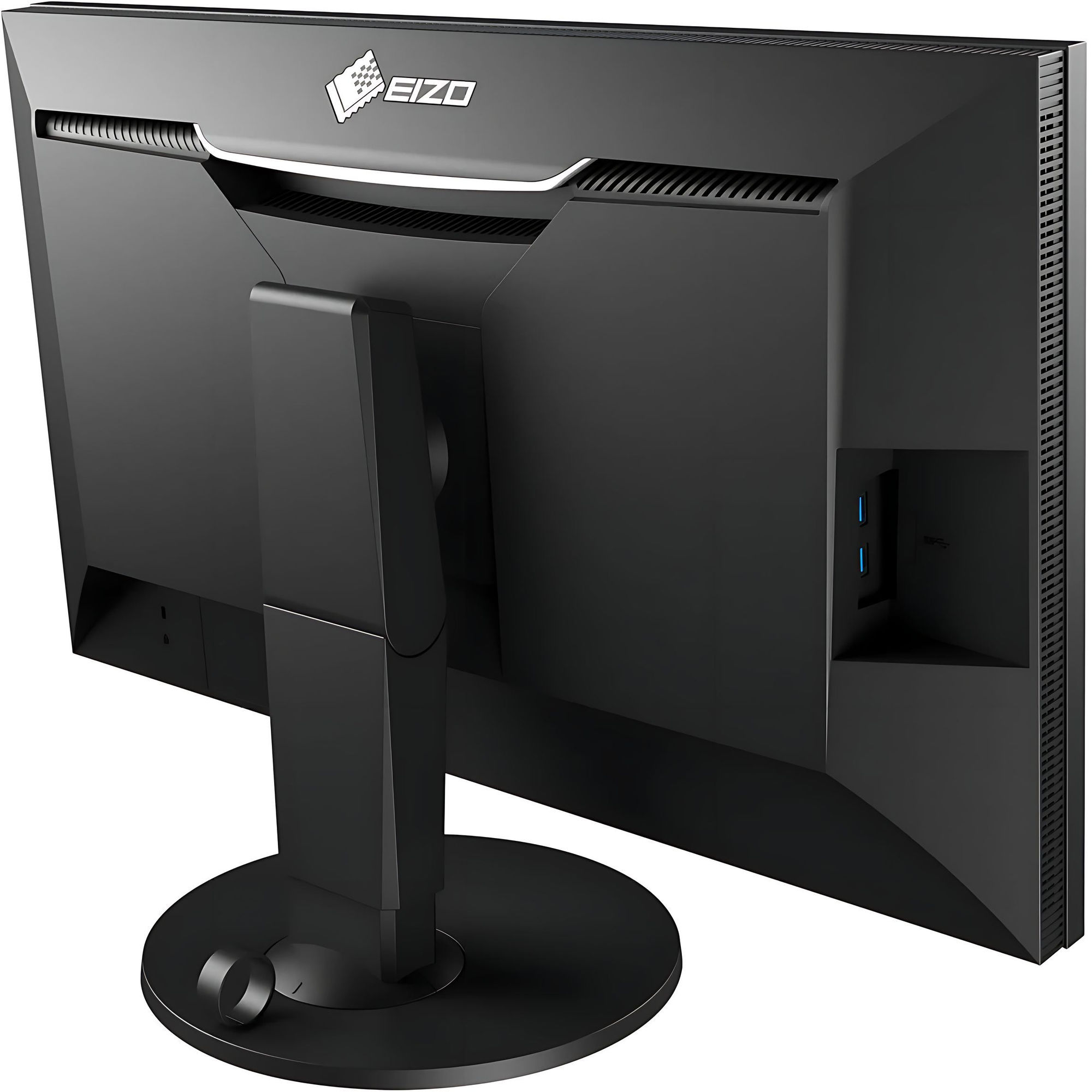 CS2740-BK : arrière et design Eizo ColorEdge CS2740-BK : vue arrière en angle, intégration sur bureau