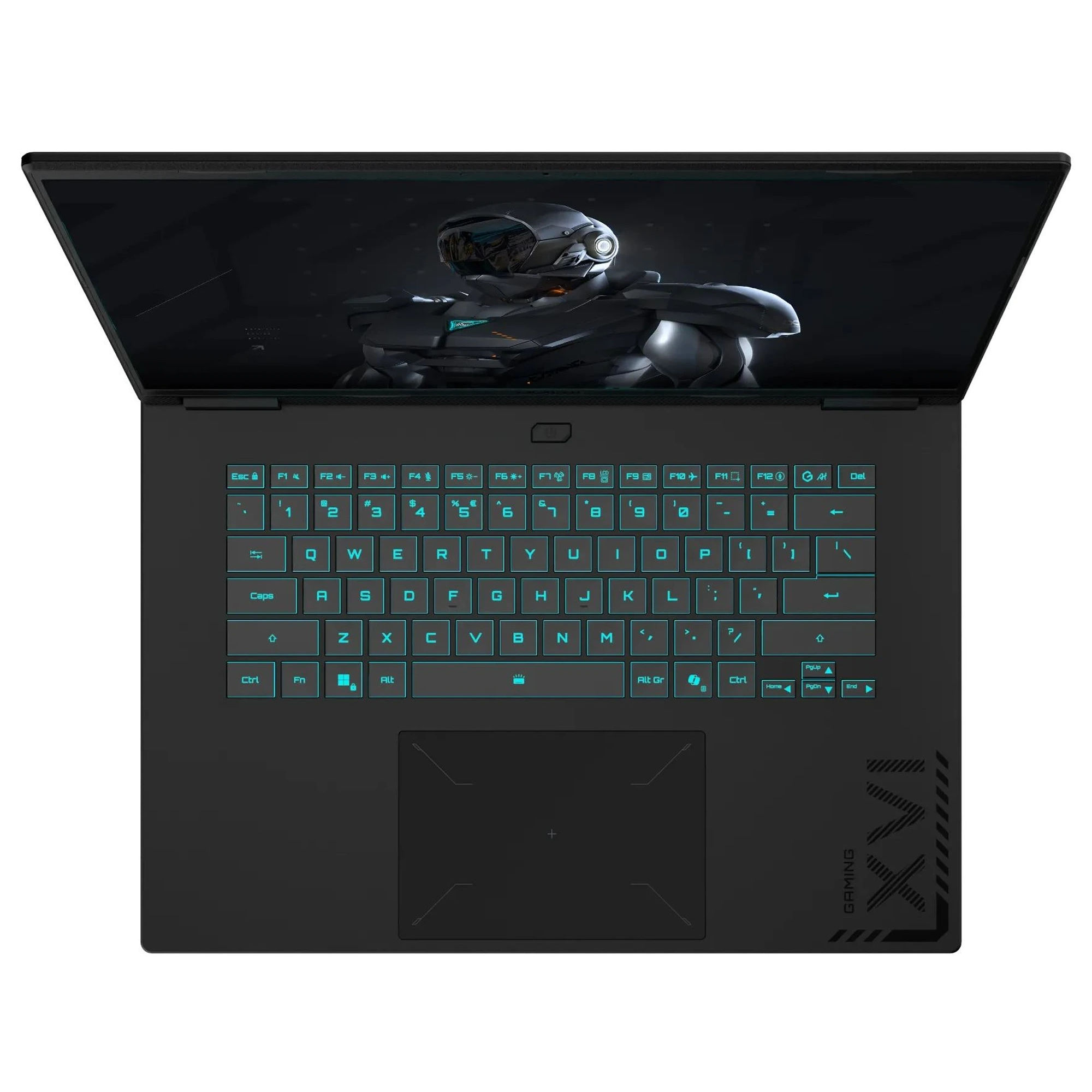 Clavier rétroéclairé du Gigabyte A16 3WHK3FR894SH Clavier et écran du Gigabyte A16 3WHK3FR894SH vus du dessus