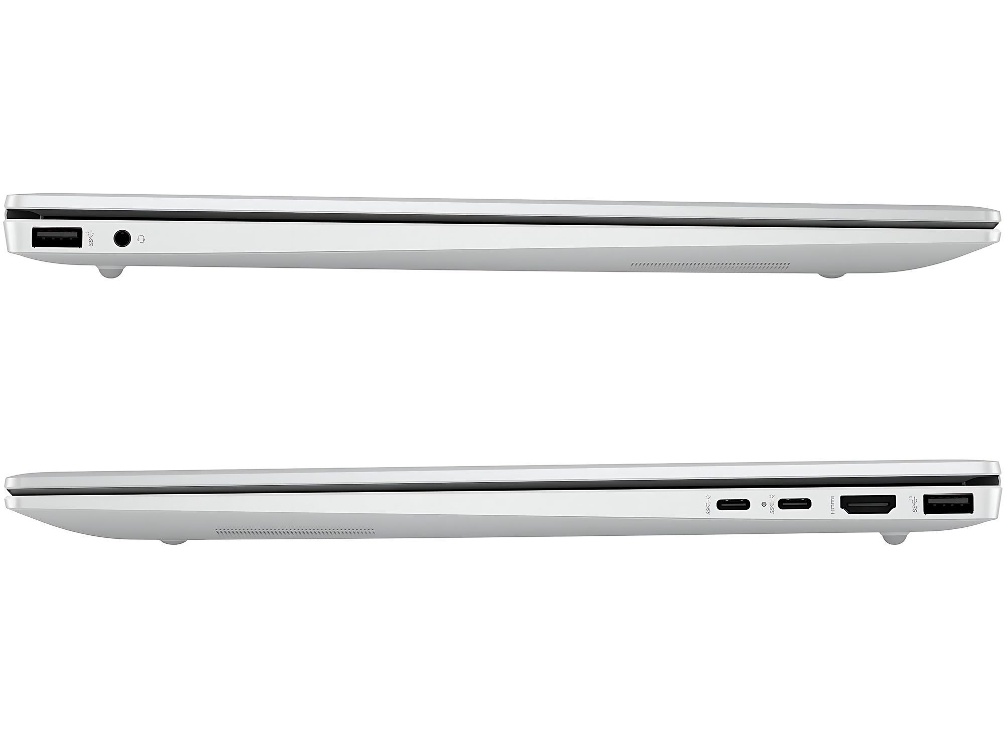 Connectique du HP Pavilion 16-ba1015nf : USB, USB-C, HDMI 2.1 et prise casque Connectique latérale du HP Pavilion 16-ba1015nf avec USB, USB-C et HDMI