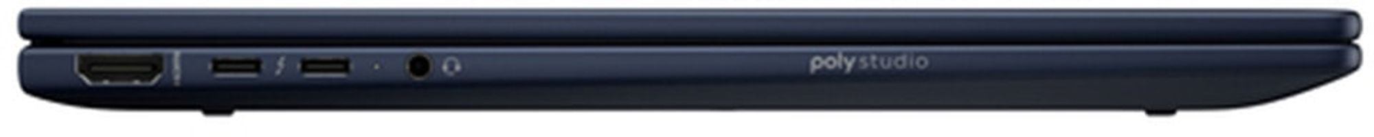 Connectique du HP EliteBook X Flip G1i 14 : HDMI, USB-A, USB-C et audio Tranche latérale du HP EliteBook X Flip G1i 14 montrant les ports