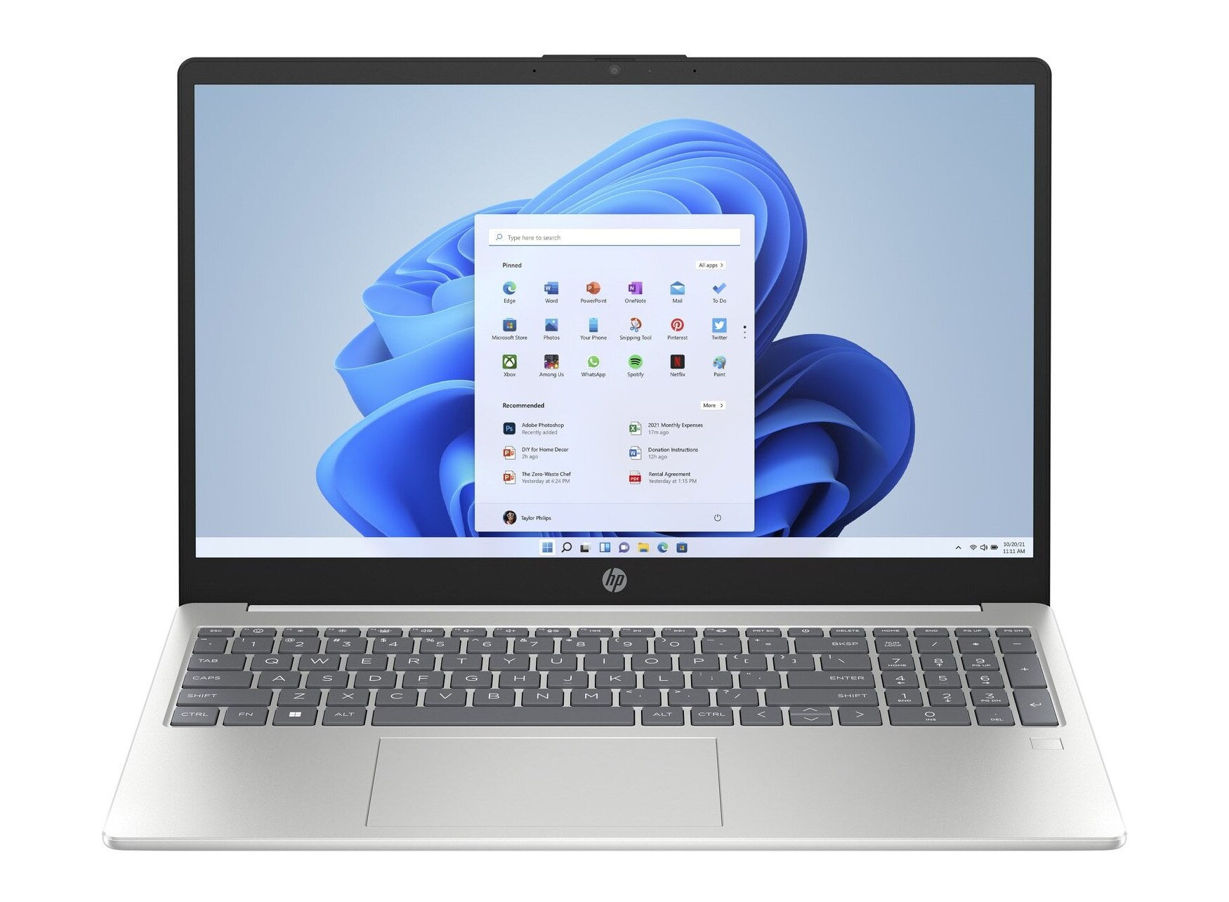 Écran Full HD du HP 15-fd0158nf HP 15-fd0158nf vu de face avec écran allumé