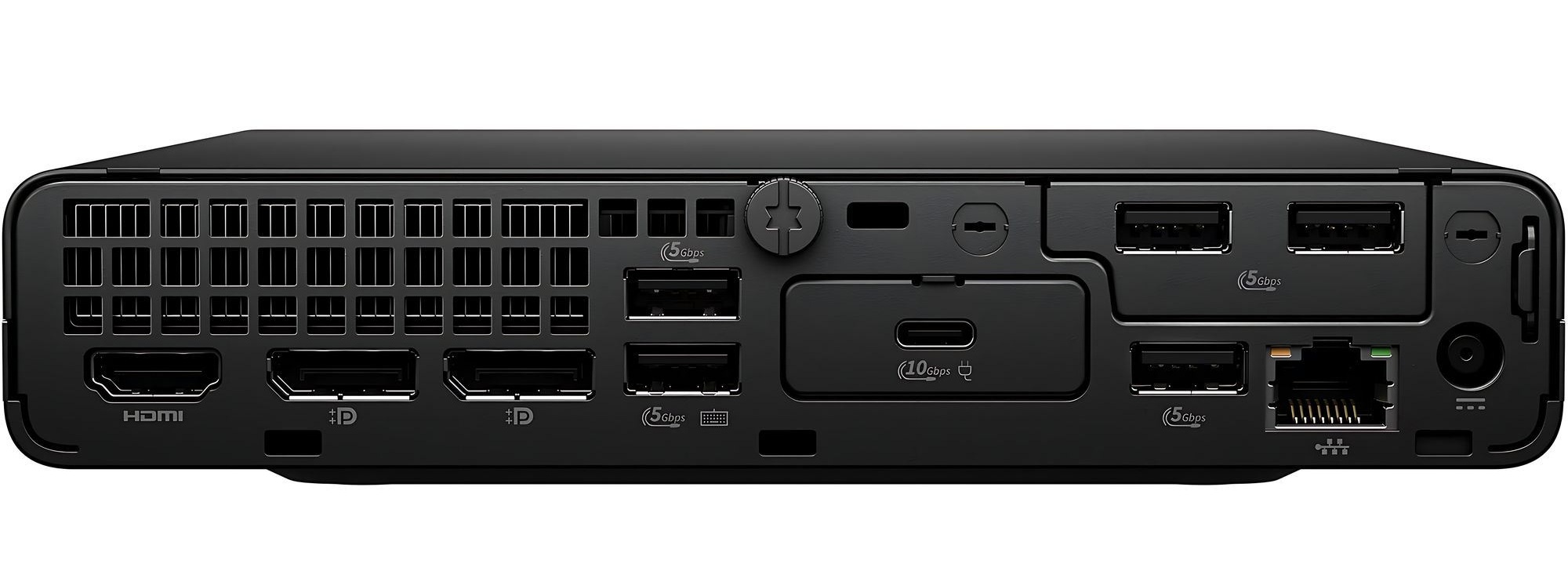 HP ProDesk 4 Mini G1i – connectique arrière pour multi-écrans et réseau HP ProDesk 4 Mini G1i B6YW3ET vue arrière montrant HDMI, DisplayPort et USB