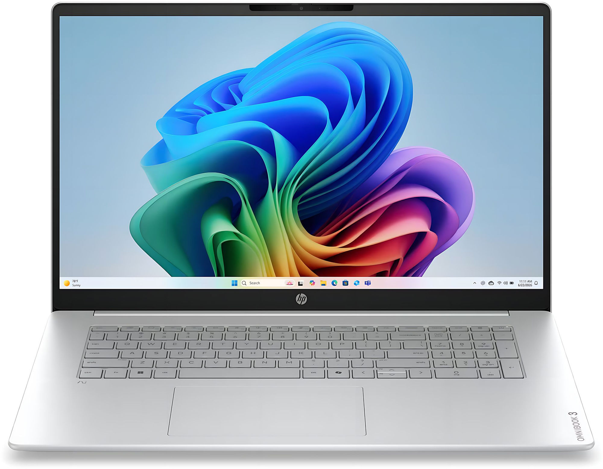 HP OmniBook 3 17-df0008nf vue de face HP OmniBook 3 17-df0008nf vue de face