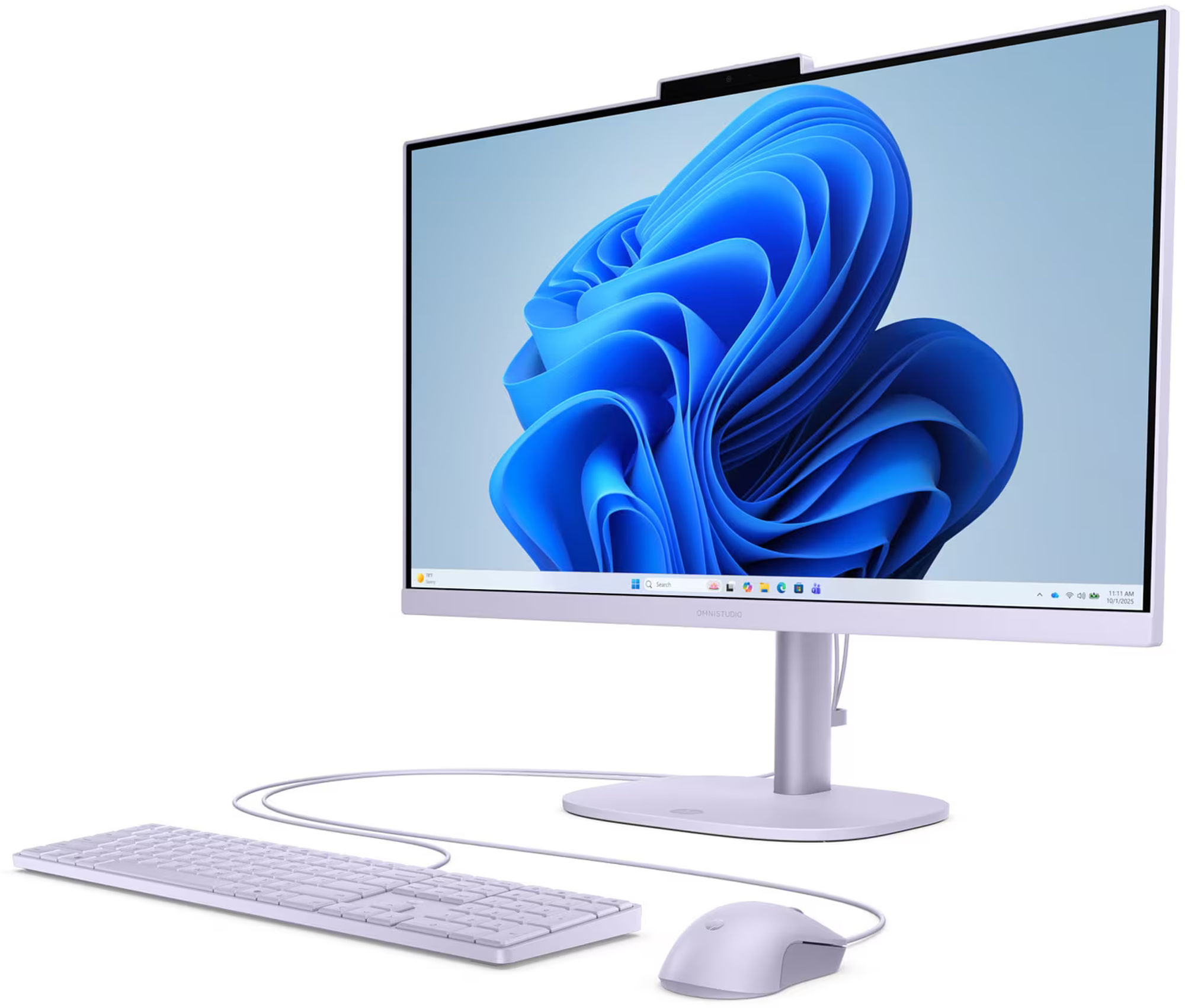 HP All-in-One OmniStudio 24-cv0010nf de côté avec webcam visible HP All-in-One OmniStudio 24-cv0010nf de côté avec webcam visible