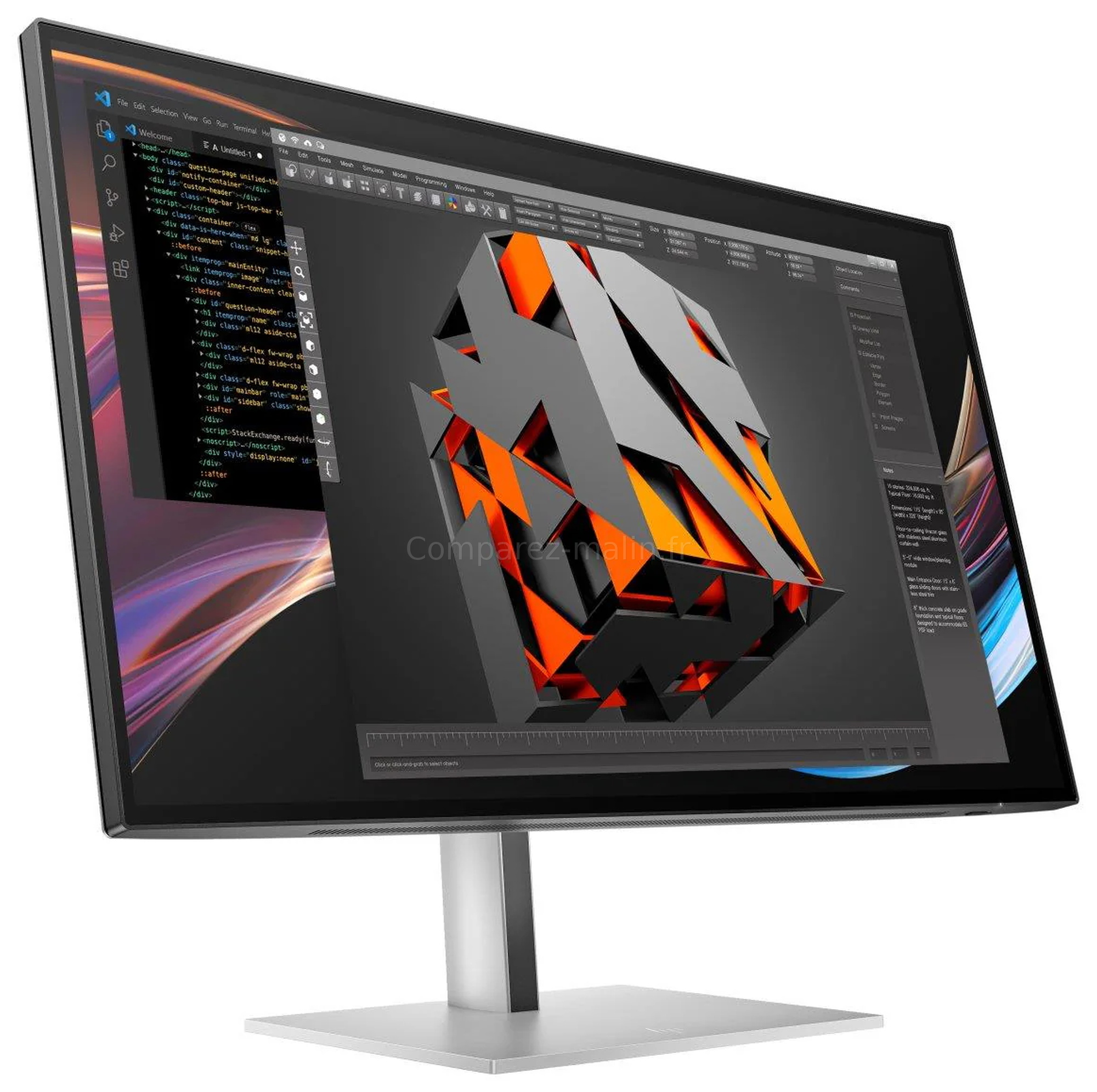 HP Série 7 Pro 727pk 8J9G2AA - design de profil HP Série 7 Pro 727pk 8J9G2AA vue trois quarts gauche écran professionnel 4K