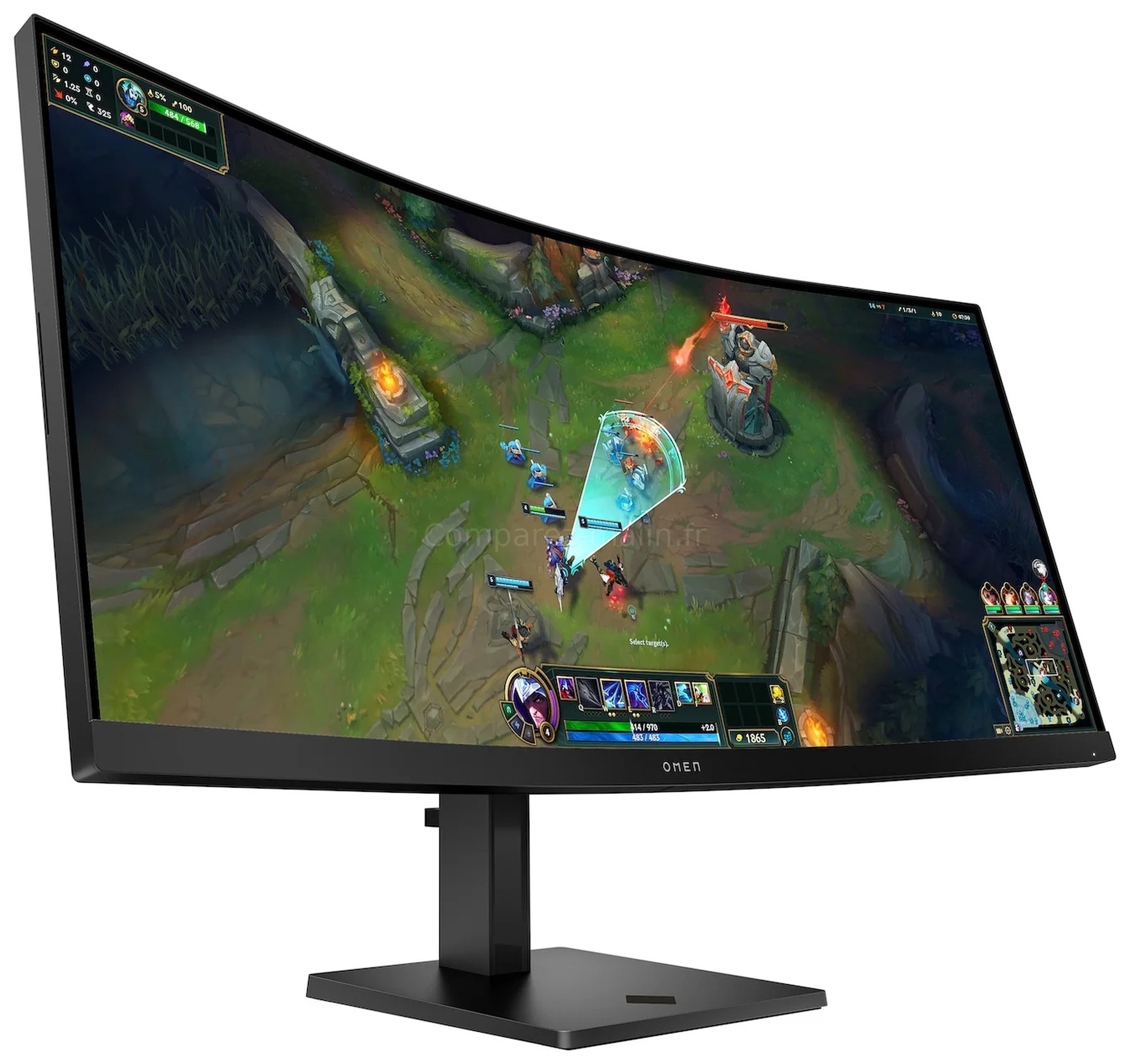 HP OMEN 34c G2 AV4C1AA - écran gamer incurvé 34 pouces HP OMEN 34c G2 AV4C1AA écran gamer incurvé 34 pouces vue de trois quarts