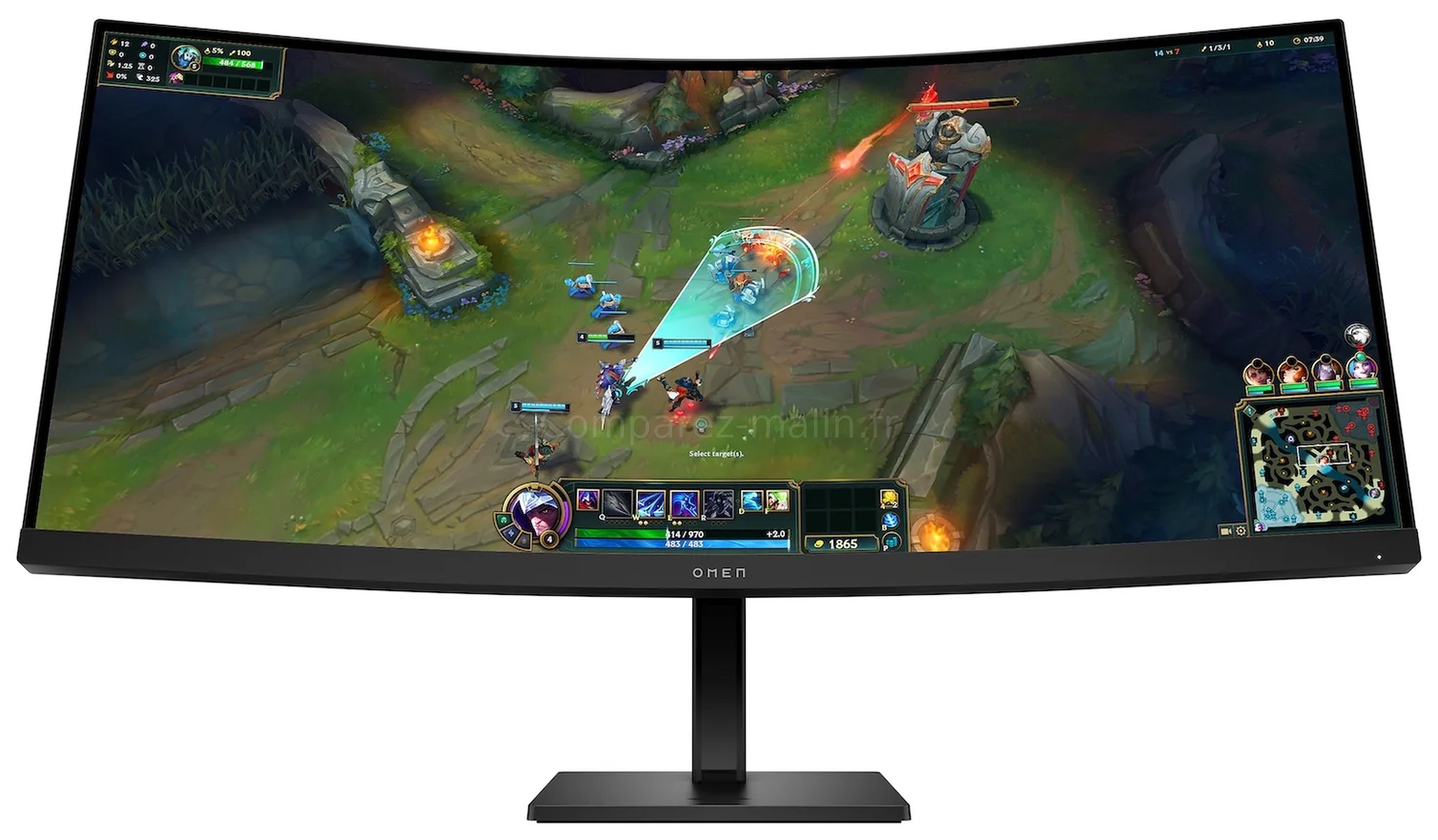 HP OMEN 34c G2 AV4C1AA - vue de face HP OMEN 34c G2 AV4C1AA vue de face écran gaming ultrawide