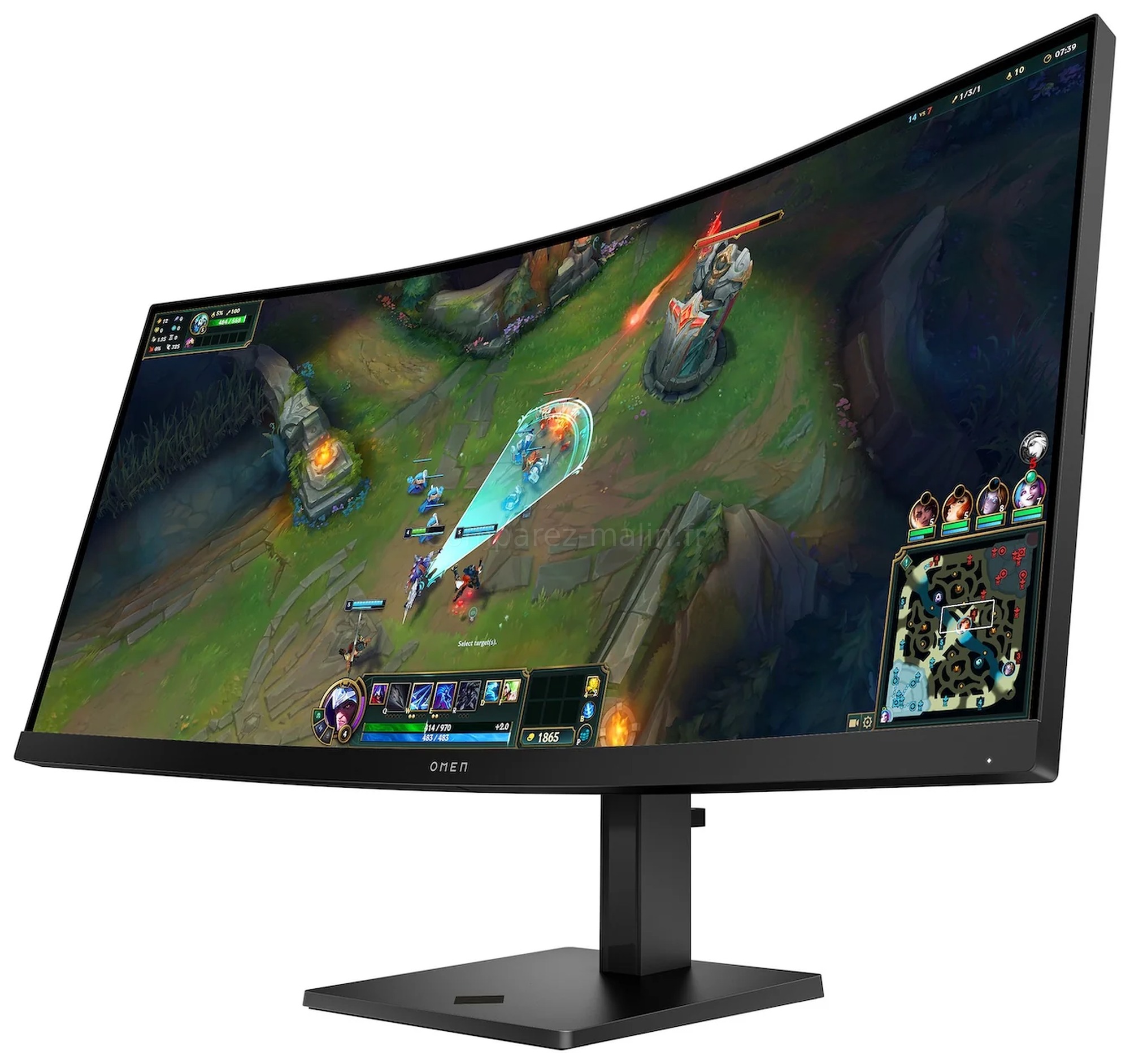 HP OMEN 34c G2 AV4C1AA - vue latérale incurvée HP OMEN 34c G2 AV4C1AA écran incurvé 34 pouces vue latérale