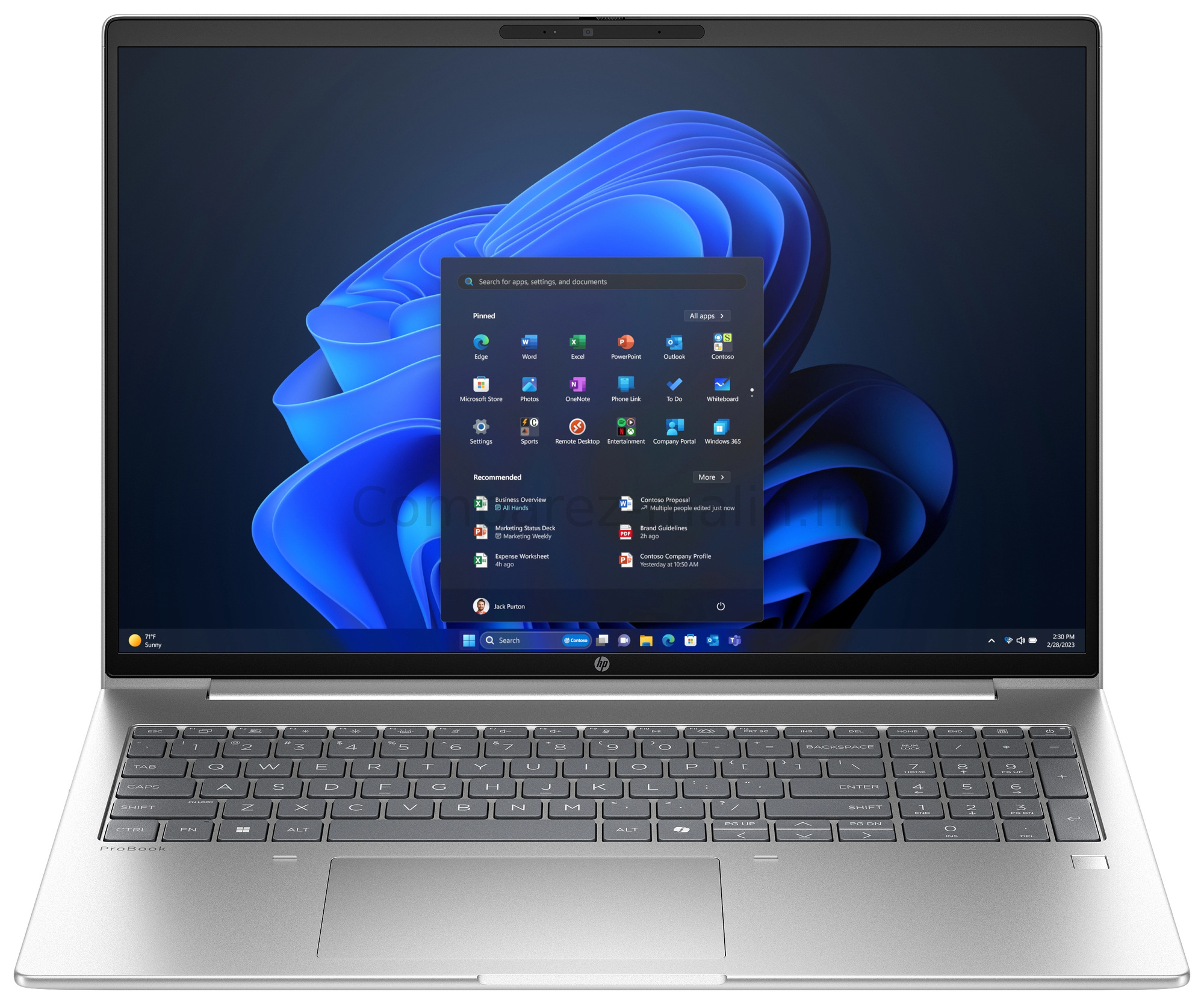 HP ProBook 4 G2i 16 DM9J2EA vue de face écran et clavier HP ProBook 4 G2i 16 DM9J2EA vue de face écran et clavier