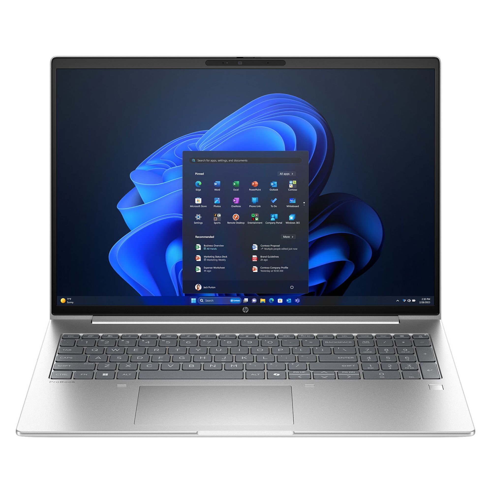 HP ProBook 4 G1ah B39VZAT#ABF - écran 16 pouces 16/10 HP ProBook 4 G1ah B39VZAT#ABF écran et clavier de face