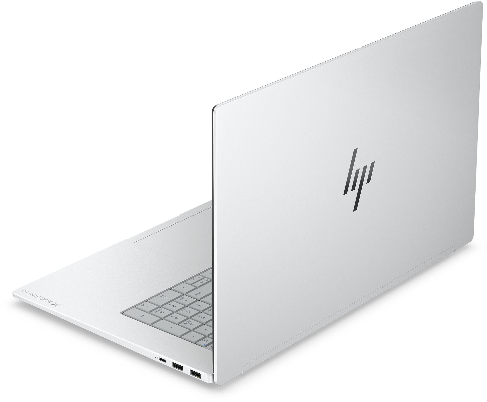 HP OmniBook X 17-de0004nf - capot arrière argent HP OmniBook X 17-de0004nf vu de dos avec capot argent
