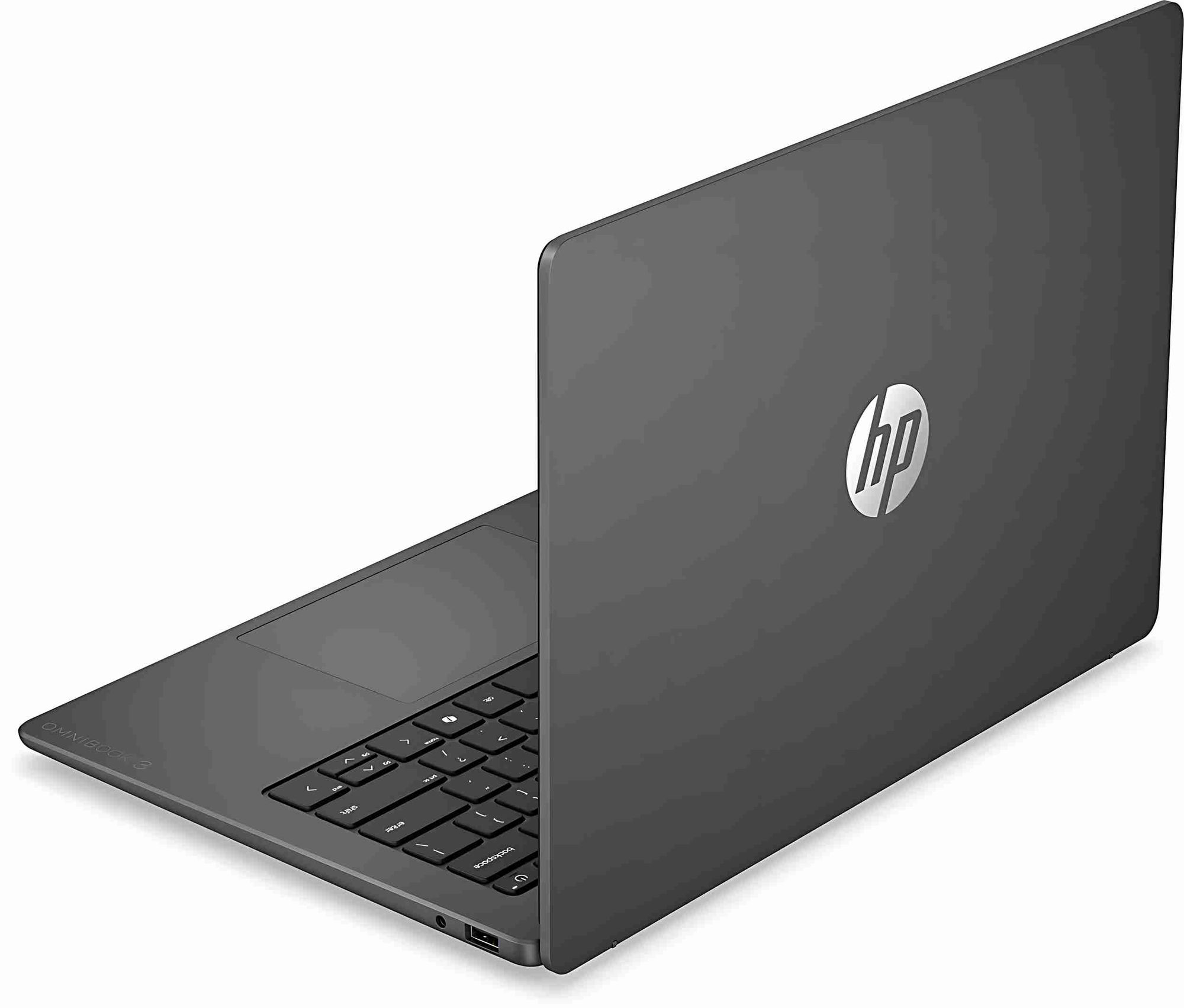 HP OmniBook 3 14-hy0013nfx - capot noir HP OmniBook 3 14-hy0013nfx finition noire et capot avec logo HP