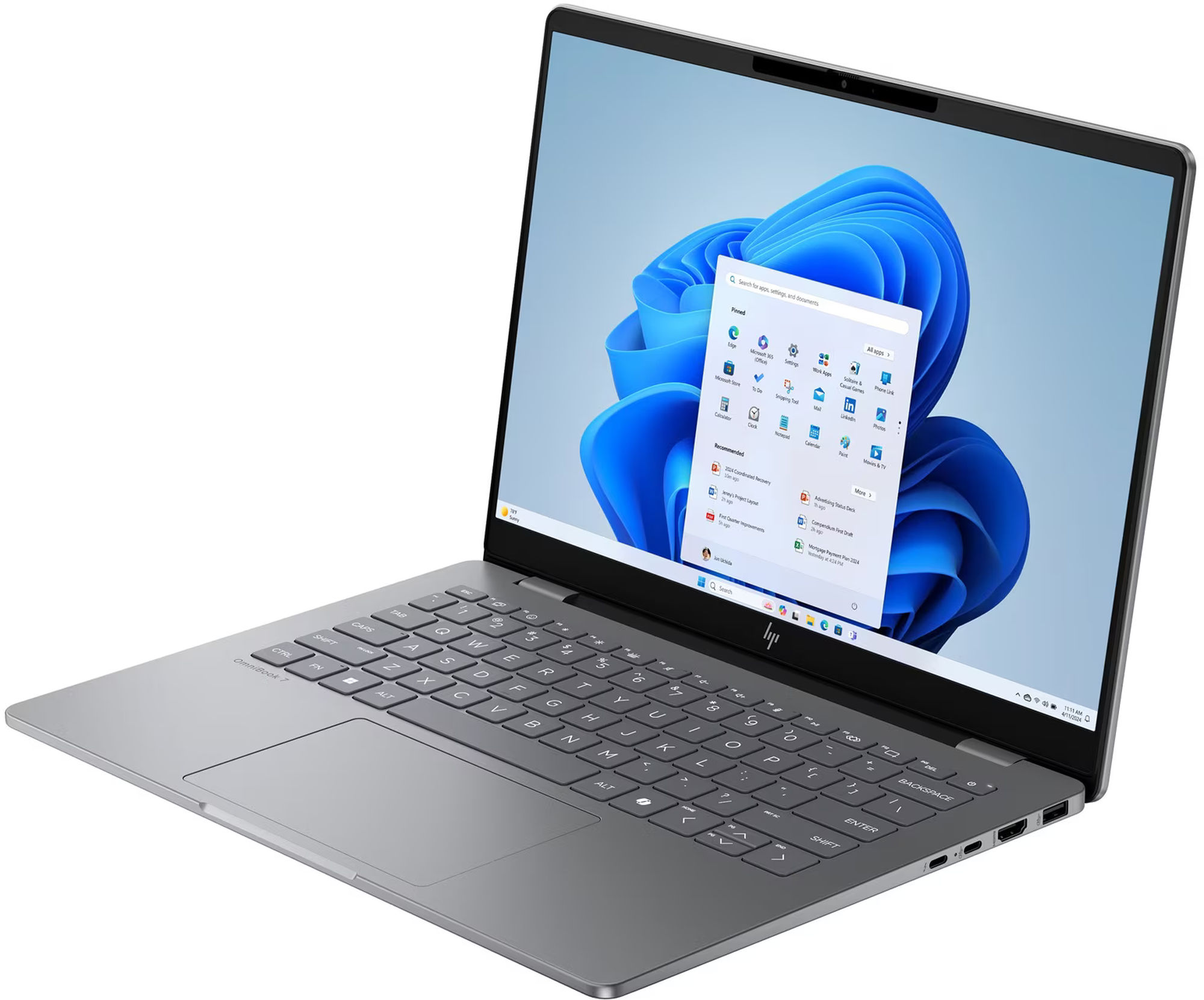 HP OmniBook 7 14-kh0000nf vue trois-quarts avec écran tactile HP OmniBook 7 14-kh0000nf vue trois-quarts avec écran tactile